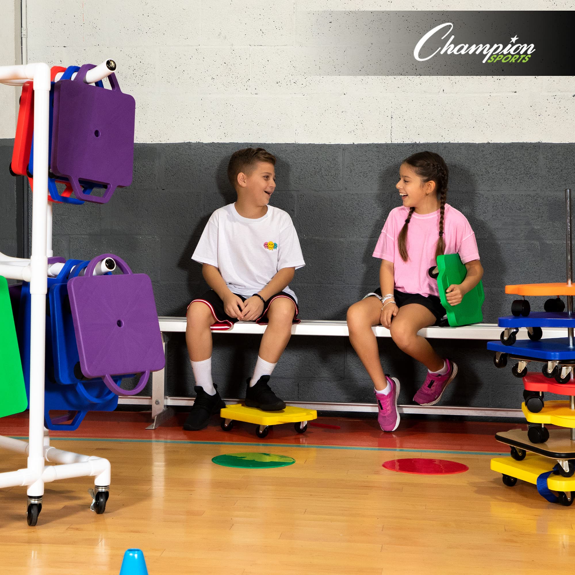 Champion Sports SC036 Scooter Storage Cart - Heavy Duty Foldable Mobility Scooter Organizer for Home, Garage, or School - Perfect for Kids, Adults & Seniors