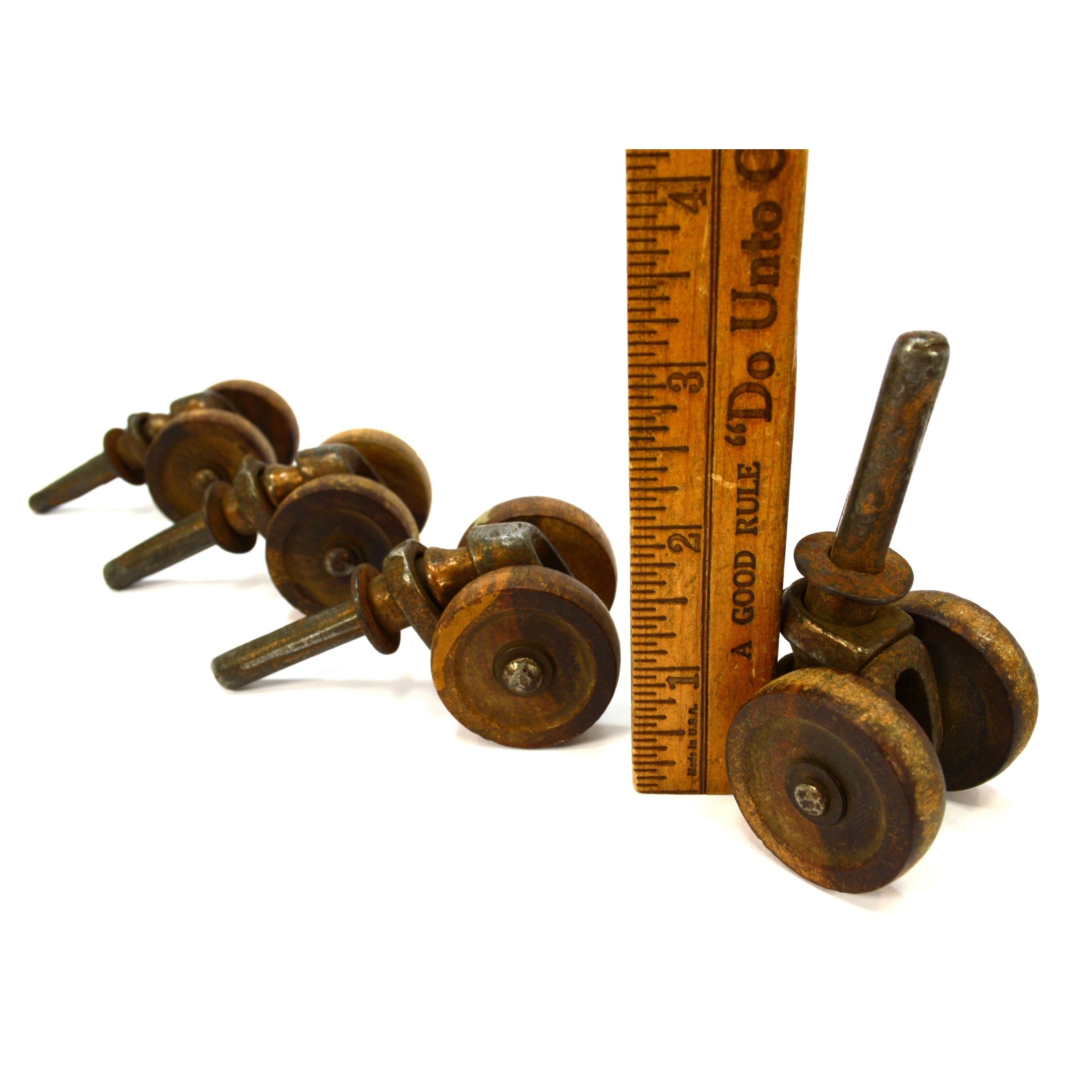 Vintage Antique Caster Wheels Set of 4 - 1 3/8
