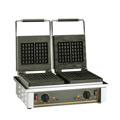 Equipex GED20 Commercial Double Waffle Maker - 208-240V Electric Roller Waffle Baker for Restaurants, Cafes & Breakfast Buffets - Perfect for Belgian Waffles, Bubble Waffles & Desserts