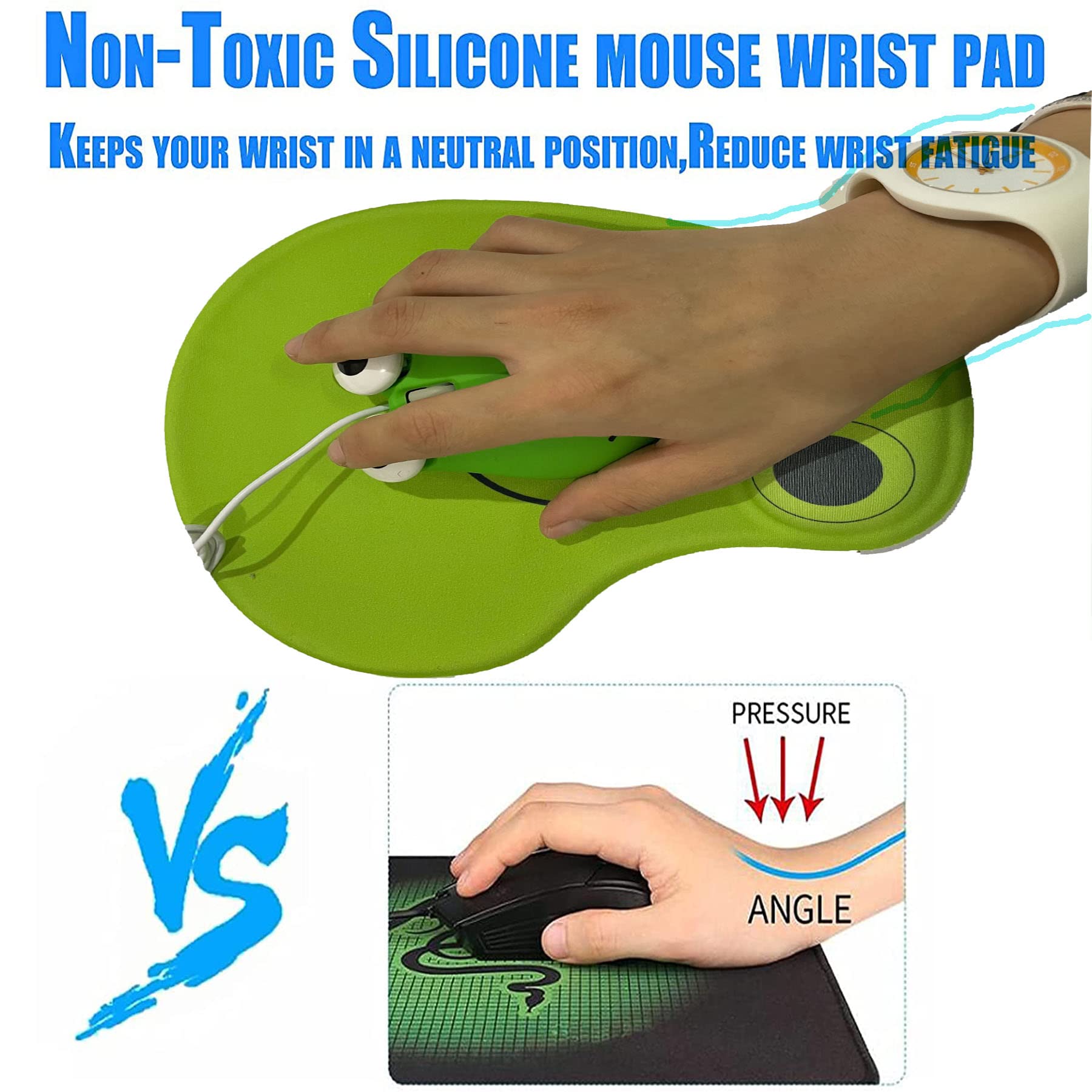 Cute Wired Frog Mouse - Ergonomic Computer Mouse with Mouse Pad for Kids & Adults | Mini Lovely Animal Frog Shaped Mouse for Laptop & Desktop PC | Perfect for Home, Office & School Use (Green)