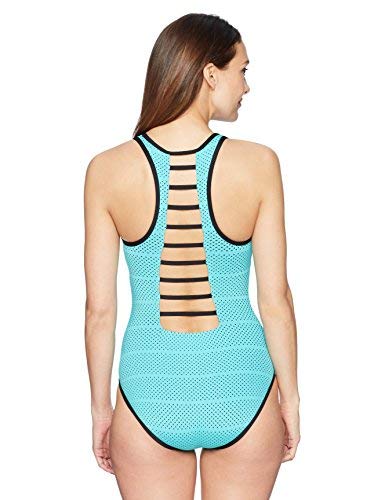 BEACH HOUSE SPORT Women's One Piece Swimsuit with Lazer Cut Keyhole Back - Solid Color Bathing Suit for Swimming, Beach Vacation & Pool Party