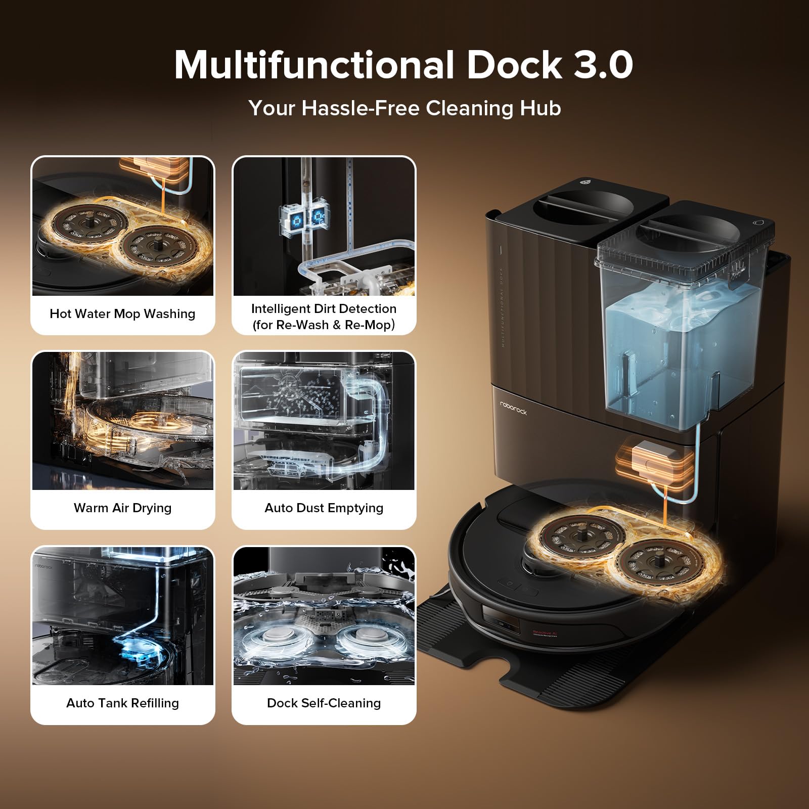 Roborock Qrevo Master Robot Vacuum and Mop Cleaner with 4 Washable Mopping Pads - Perfect for Hardwood Floors, Tile & Pet Hair Cleaning