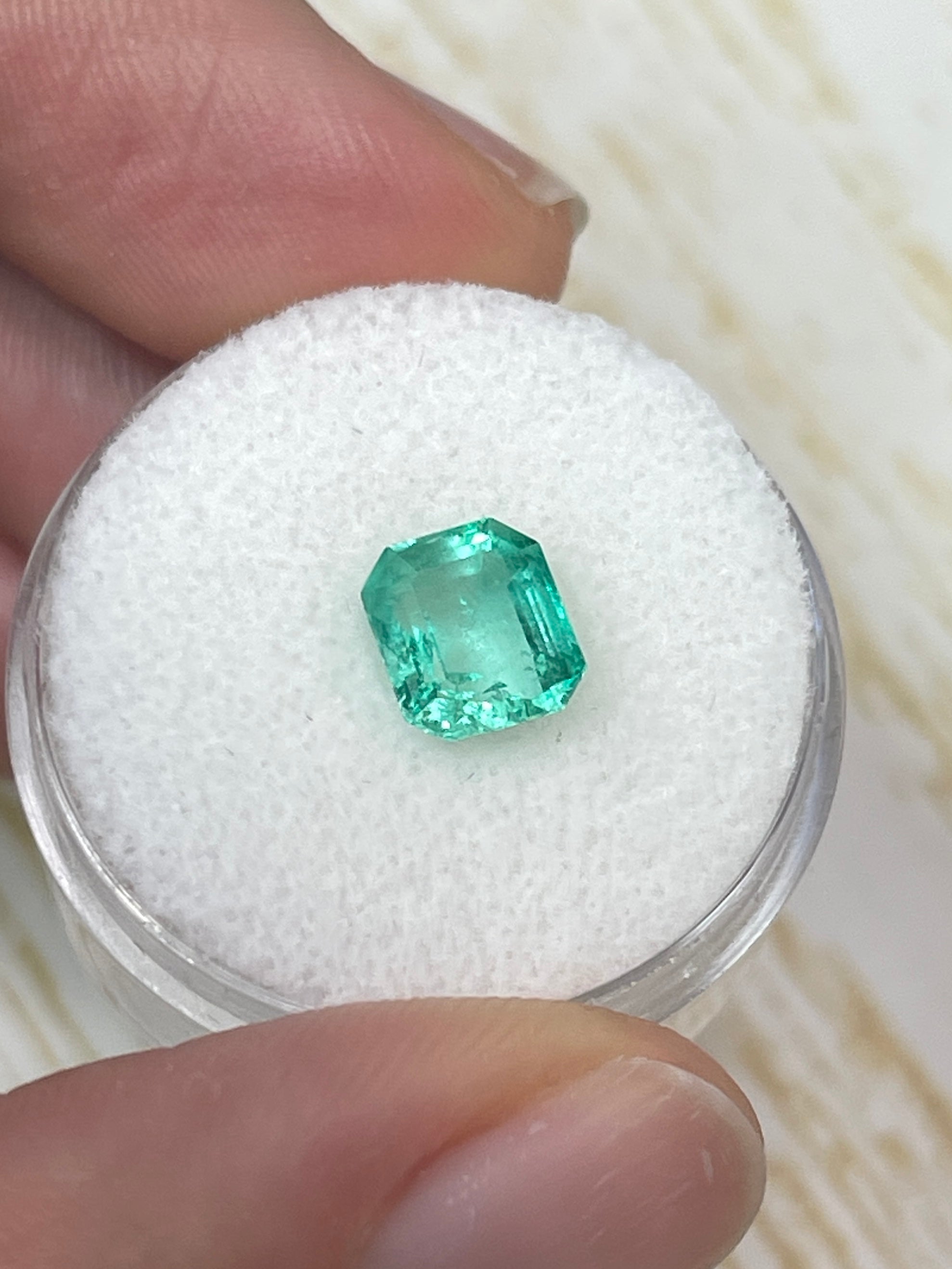 1.60 Carat 7.5x6.5mm Pastel Light Green Loose Colombian Emerald Gemstone - Emerald Cut for Jewelry Making, Engagement Rings & Fine Collections