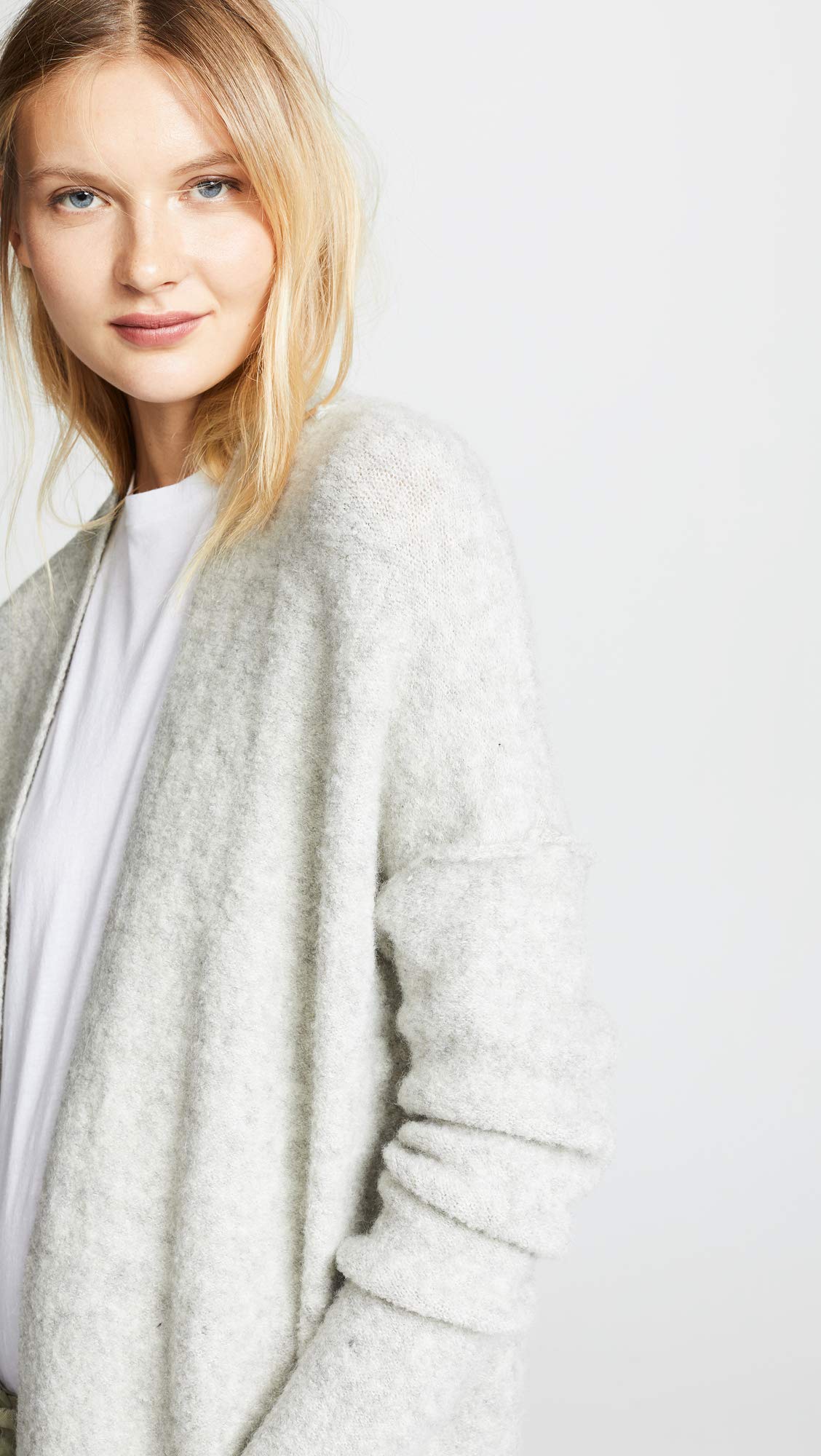 Free People Women's Phantom Cardigan - Soft Knit Open Front Long Sleeve Sweater, Grey, Size Large - Perfect for Casual Outfits, Layering & Cozy Fall Fashion