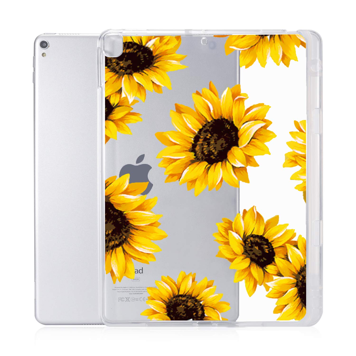 JOYLAND Sunflower iPad Pro 12.9 Case (2018 Model) - Clear Floral TPU Cover with Pencil Holder | Anti-Scratch & Shockproof Slim Fit Protection | Perfect for Work, School & Travel