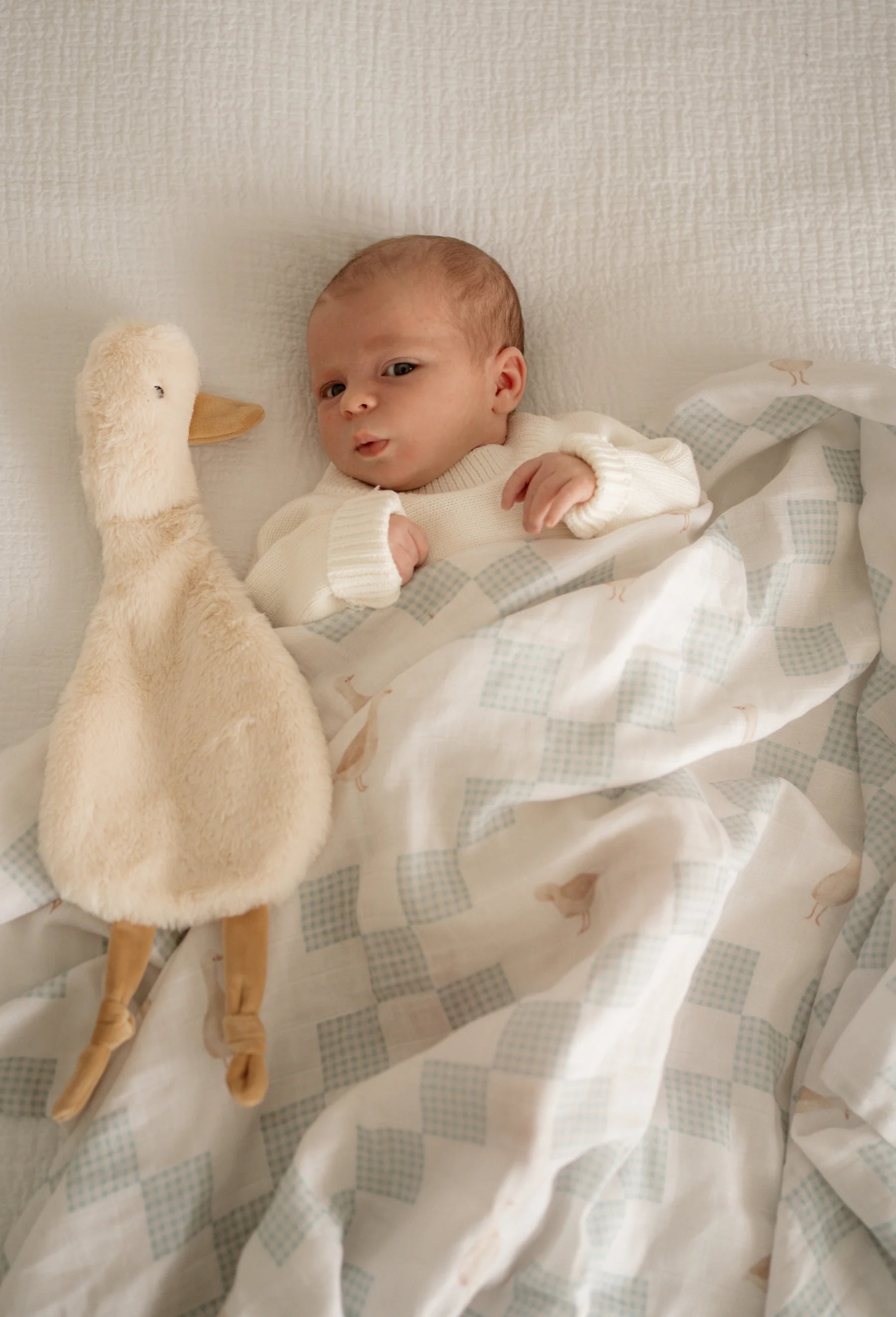 Pop Ya Tot Organic Muslin Swaddle Blanket - Soft & Breathable Baby Wrap for Newborns - Perfect for Swaddling, Nursing, and Stroller Use - Goosey Gander Design