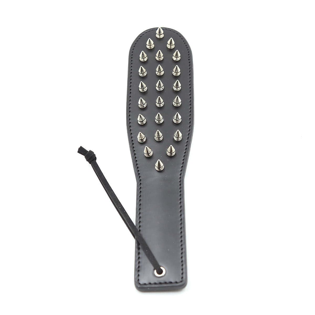 Premium Black Leather Spanking Paddle - BDSM Bondage Toy with Raised Spikes for Sensation Play - Perfect for Couples, Roleplay & BDSM Scenes