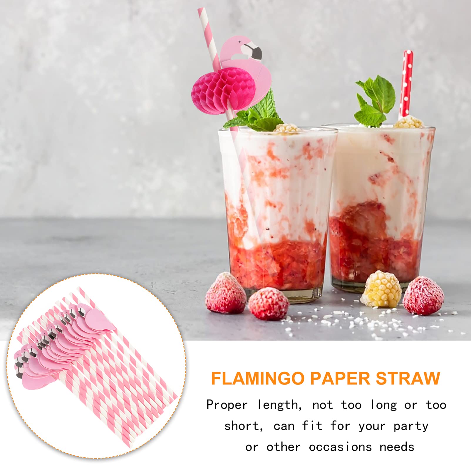 KESYOO 25pcs Flamingo Paper Straws - Eco-Friendly Cocktail & Party Drinking Straws, Decorative Paper Pipettes for Tropical Drinks, Pool Parties & Summer Celebrations