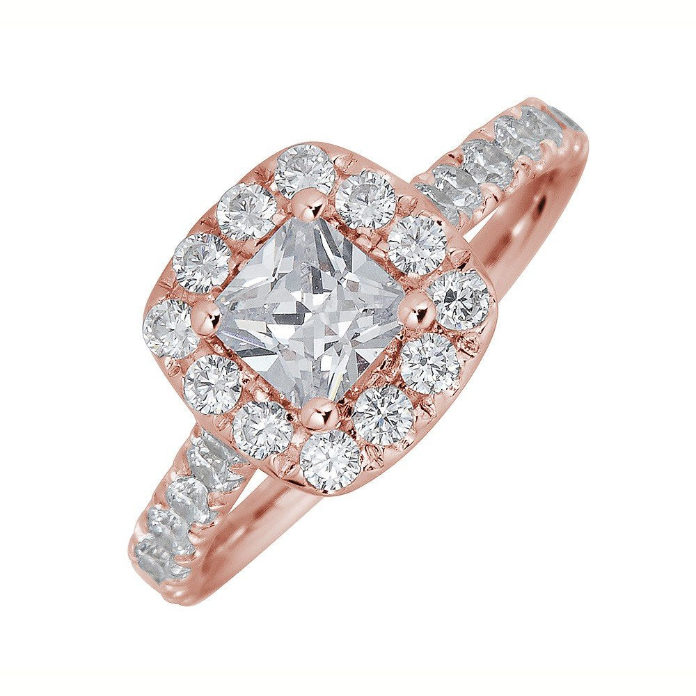 18KT Gold 1.75 CTW Diamond Cushion Halo Engagement Ring for Women - Perfect for Proposals, Anniversaries & Special Occasions