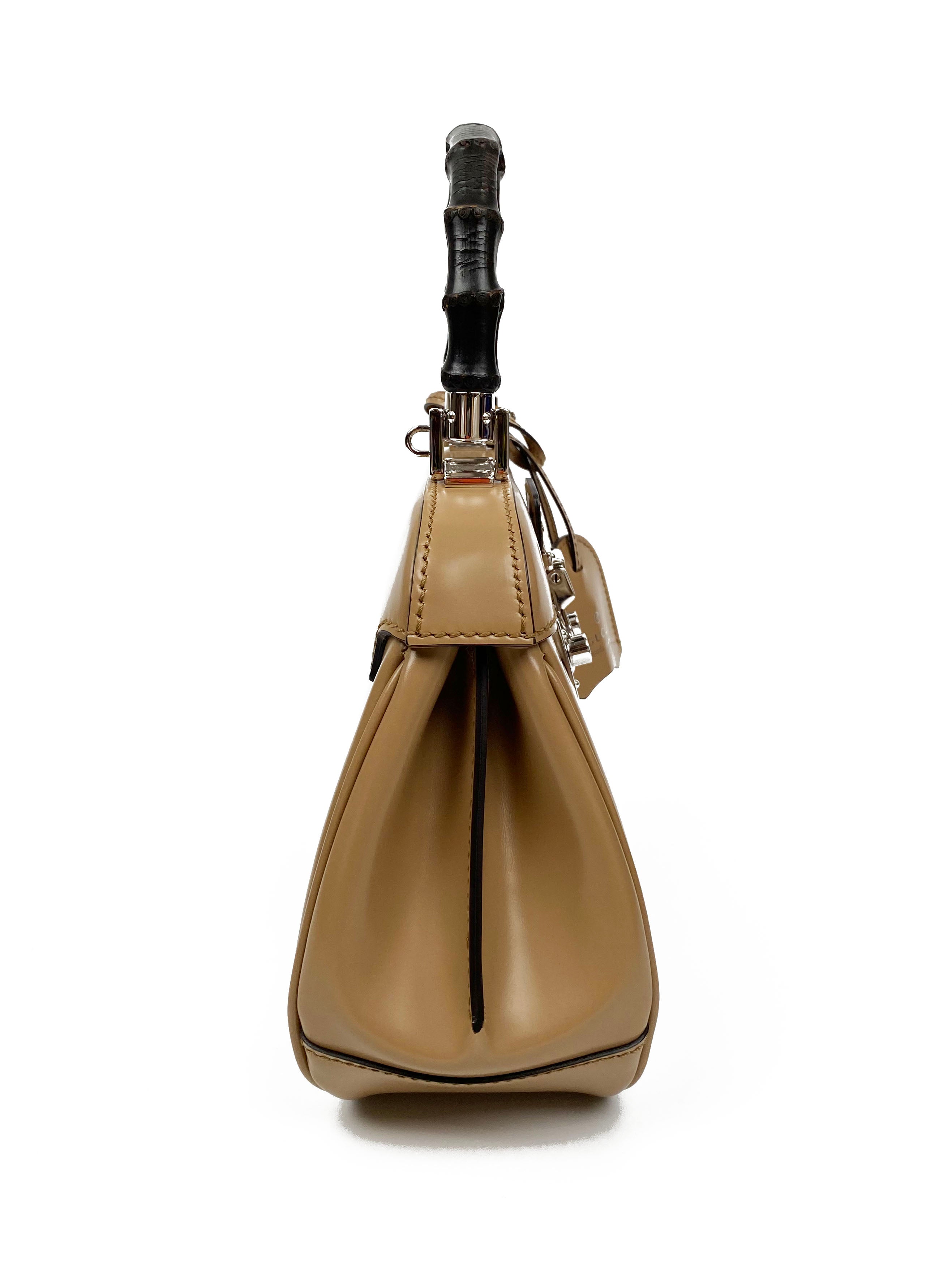 Gucci Nude Bamboo Top Handle Bag for Women | Luxury Leather Shoulder Bag | Perfect for Work, Evening Events & Travel
