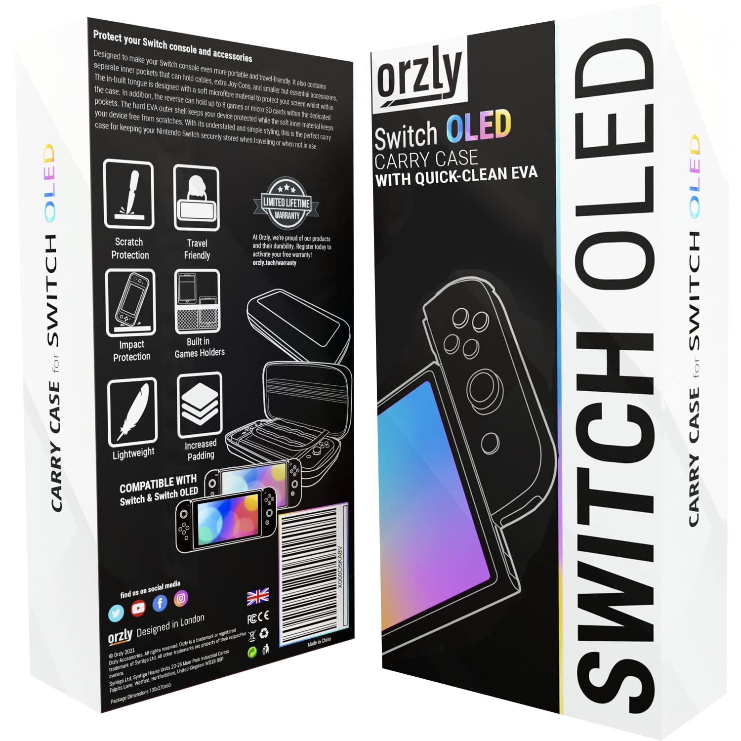 Orzly Protective Carry Case for Nintendo Switch OLED Console - Durable Travel Storage with Accessories & Game Compartments - Easy Clean Design - Perfect for Gaming On The Go, Travel & Gift Giving