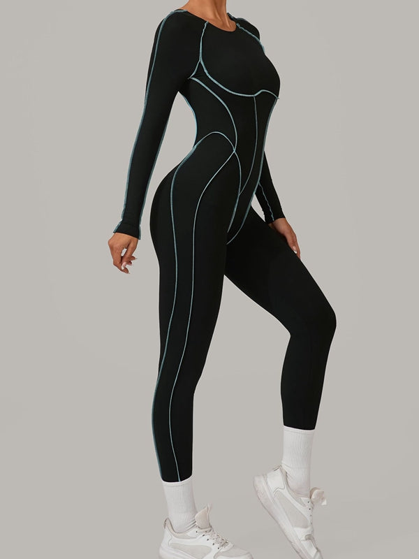 ZASUWA Women's Sexy Backless Contrast Color Stripes Jumpsuit - Perfect for Night Out, Party, and Date Night