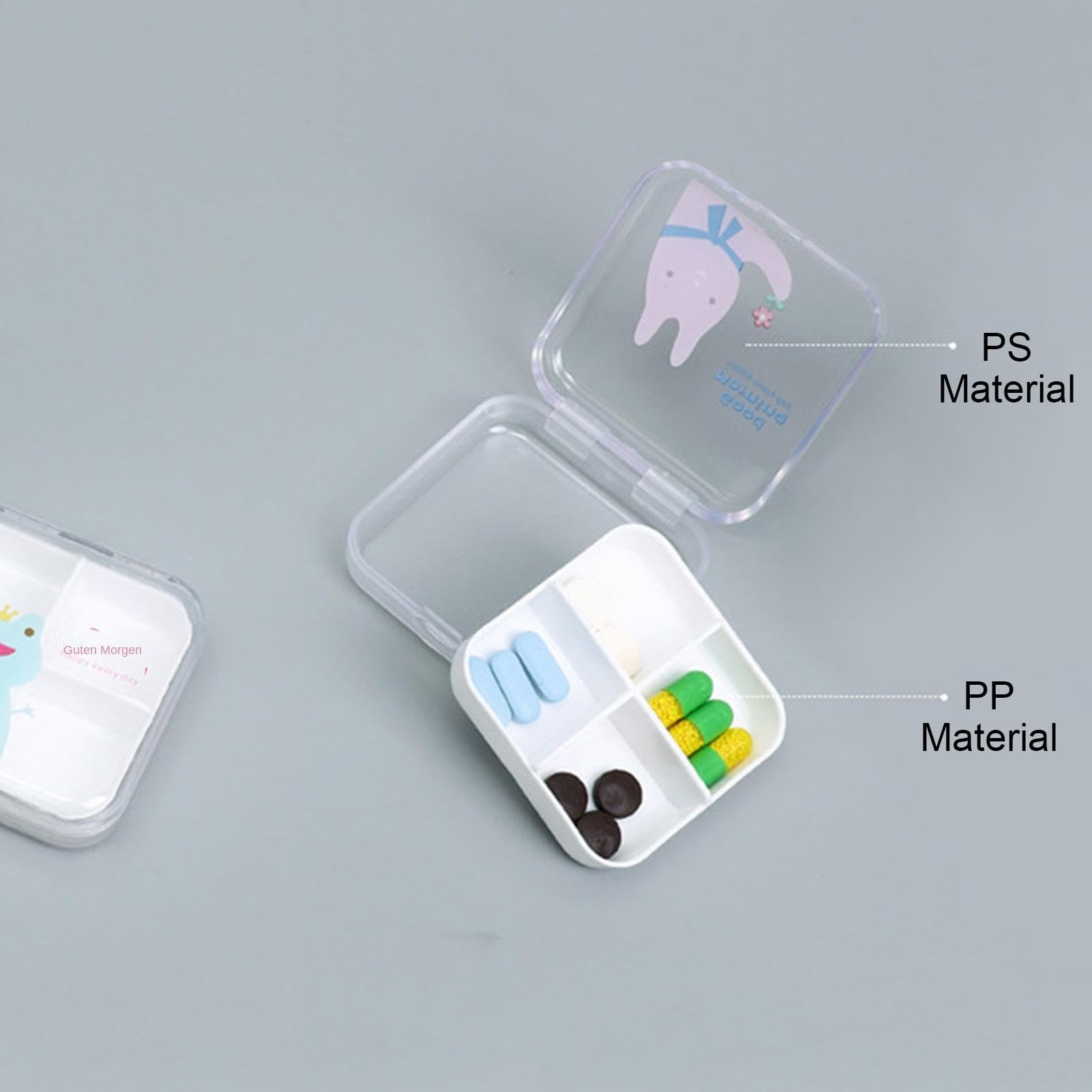 7-Day Travel Pill Organizer with 4 Compartments - Small Moisture-Resistant Medicine Box for Daily Use & On-The-Go - Perfect for Vitamins, Supplements, and Medication Storage (Random Pattern)