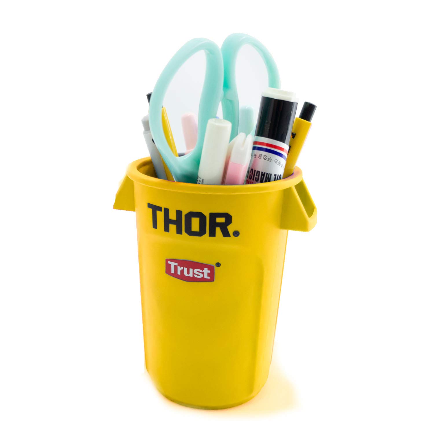 Carrotez Desk Pen Holder & Makeup Brush Organizer - Durable Pencil Cup for Kids, Home & Office - Yellow (Perfect for School Supplies, Makeup Vanity & Workspace Organization)
