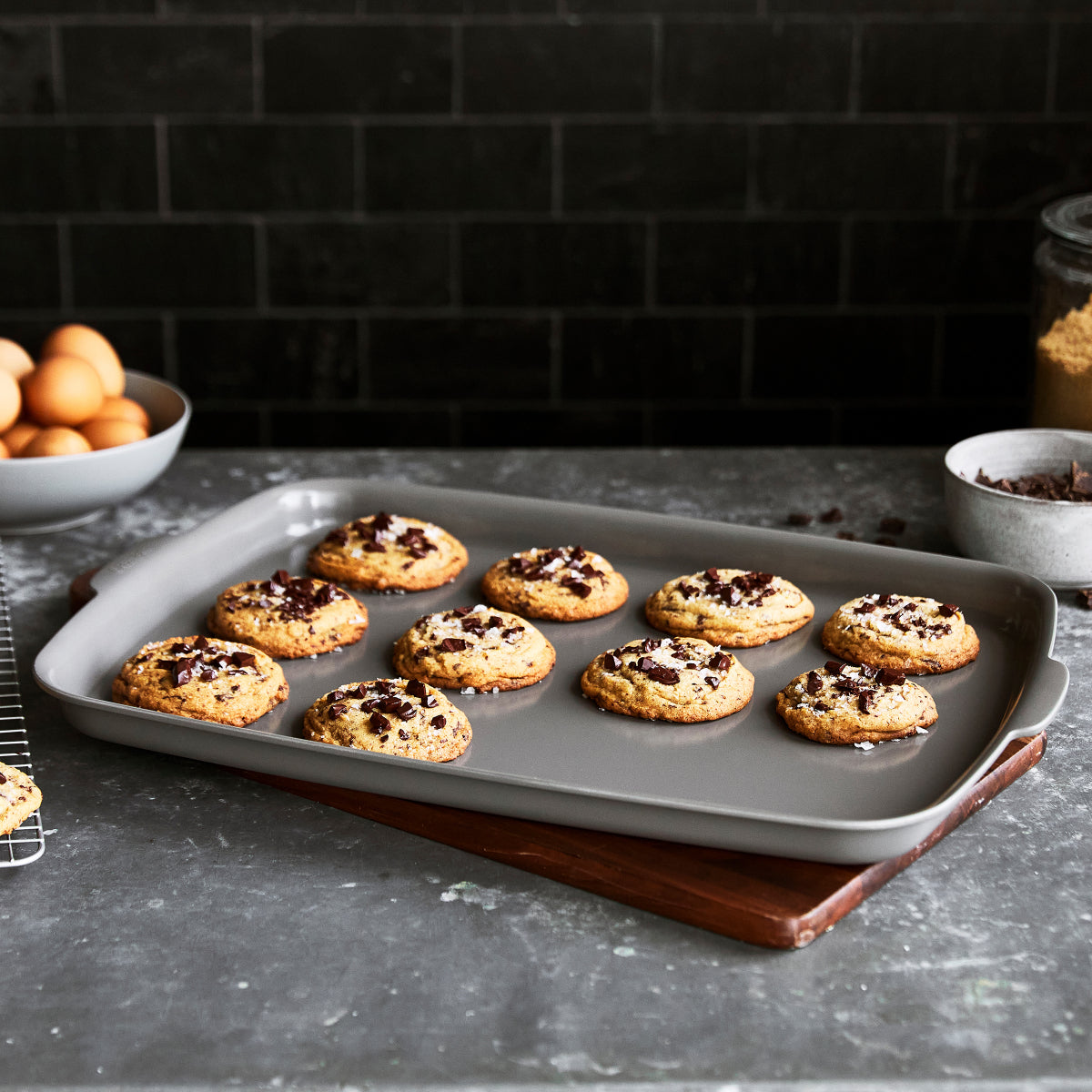 Premiere Ovenware Ceramic Nonstick 18 x 13 Half Sheet Pan - Premium Baking Sheet for Cookies, Roasting Vegetables & Sheet Cake - Perfect for Home Baking & Restaurant Use