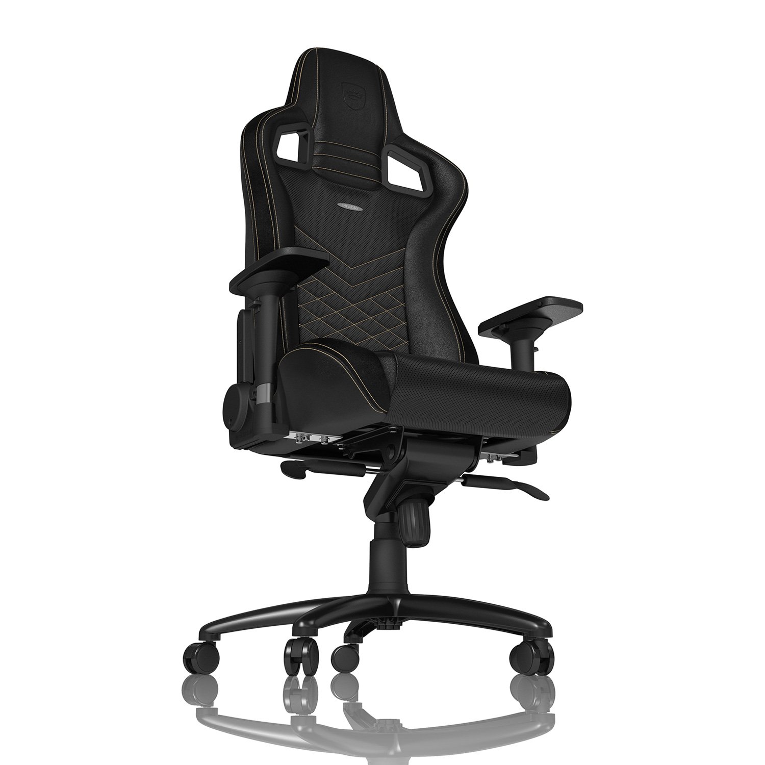 Premium Noblechairs Epic Reclining Gaming Chair & Office Chair - PU Faux Leather in Black/Gold - Ergonomic Comfort for Long Gaming Sessions & Home Office Work
