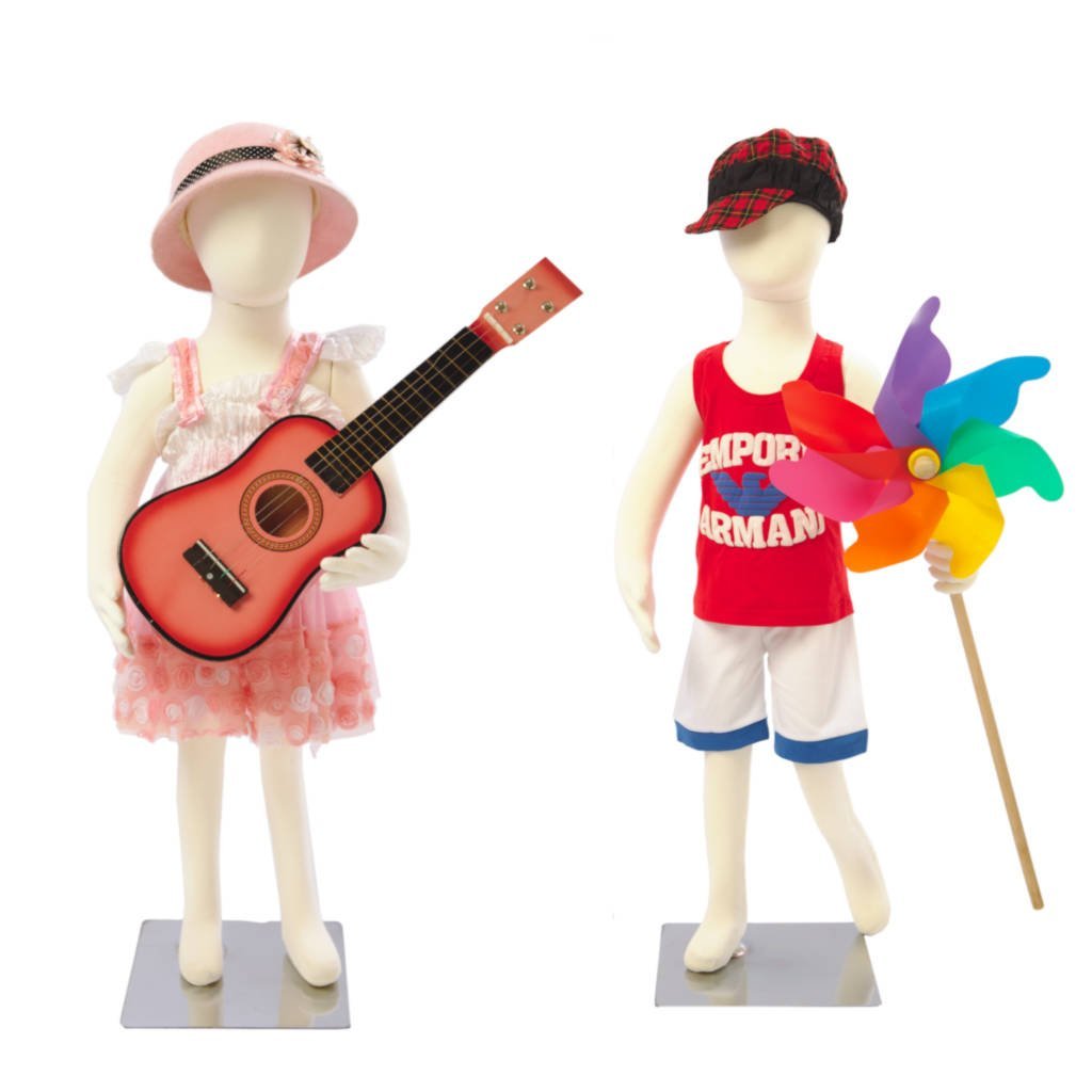 Abstract Standing Unisex Child Mannequin with Base - R-06 (2-Pack) | Perfect for Clothing Display, Boutique Showcase, and Kids Fashion Photography