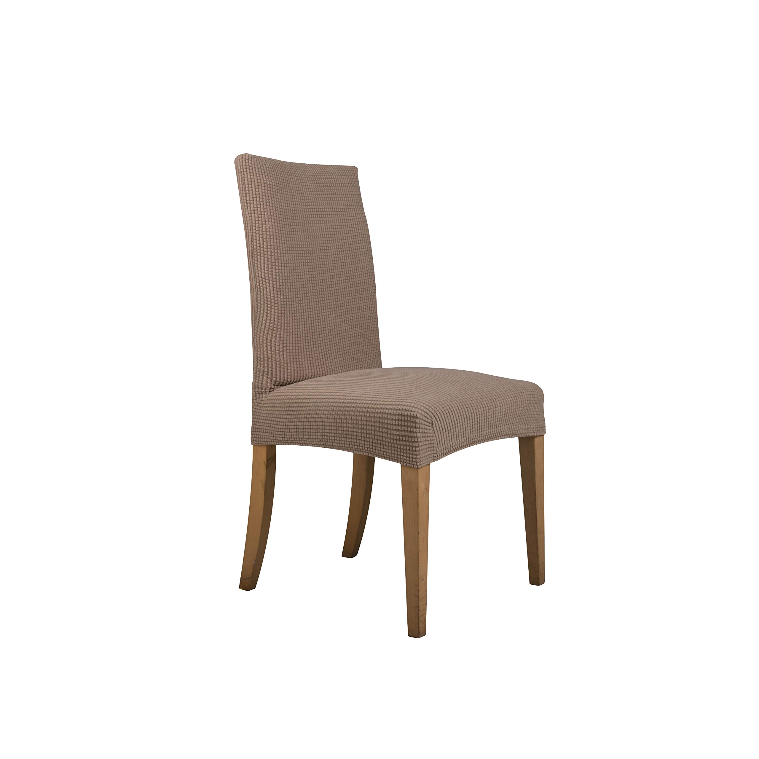 Everest Supply 4-Pack Stretchable Jacquard Fabric Dining Chair Slipcovers - Polyester Spandex Blend, Fits 15-17 Inch Wide Chairs, Beige - Perfect for Home, Motel, Resort & Commercial Use | Elegant Protection for Dining Rooms, Restaurants & Event Spaces