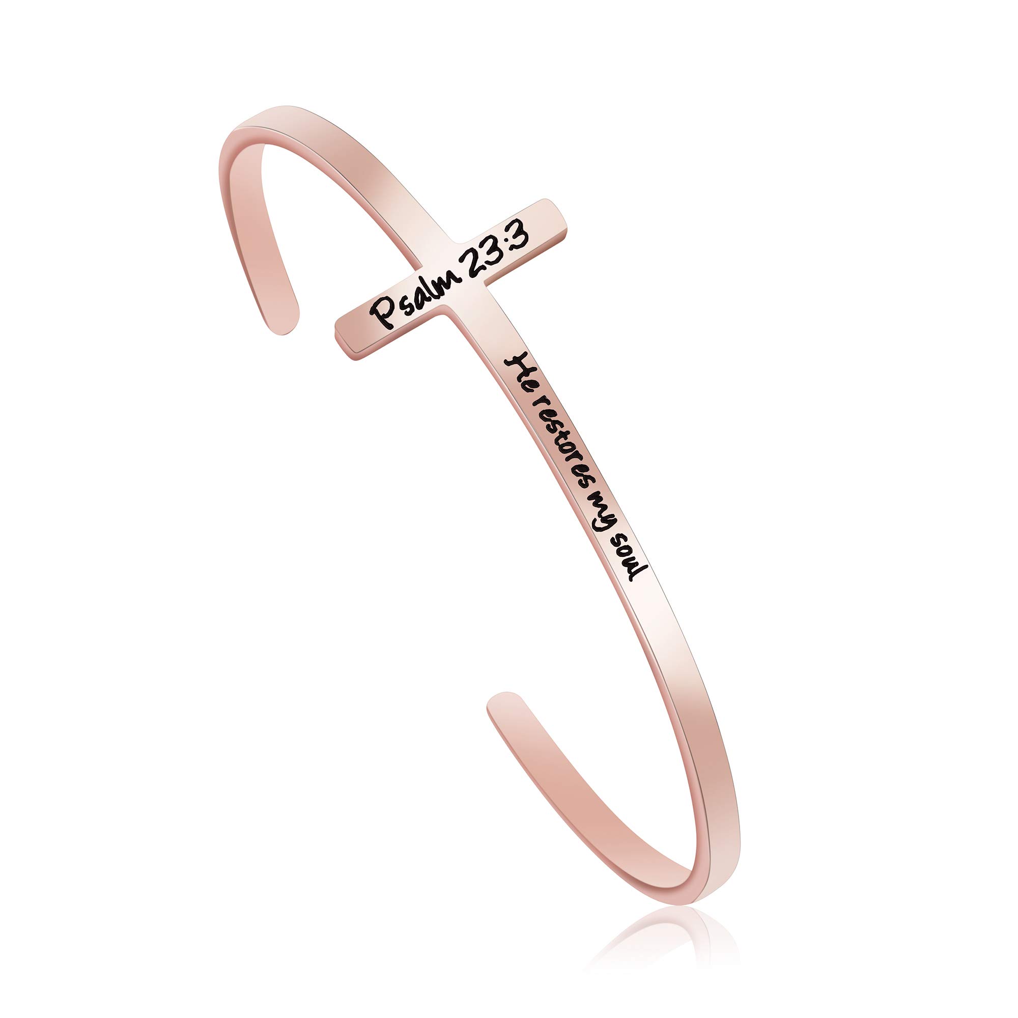 Rose Gold Christian Cross Bracelet for Women - Baptism, Confirmation & Gifts