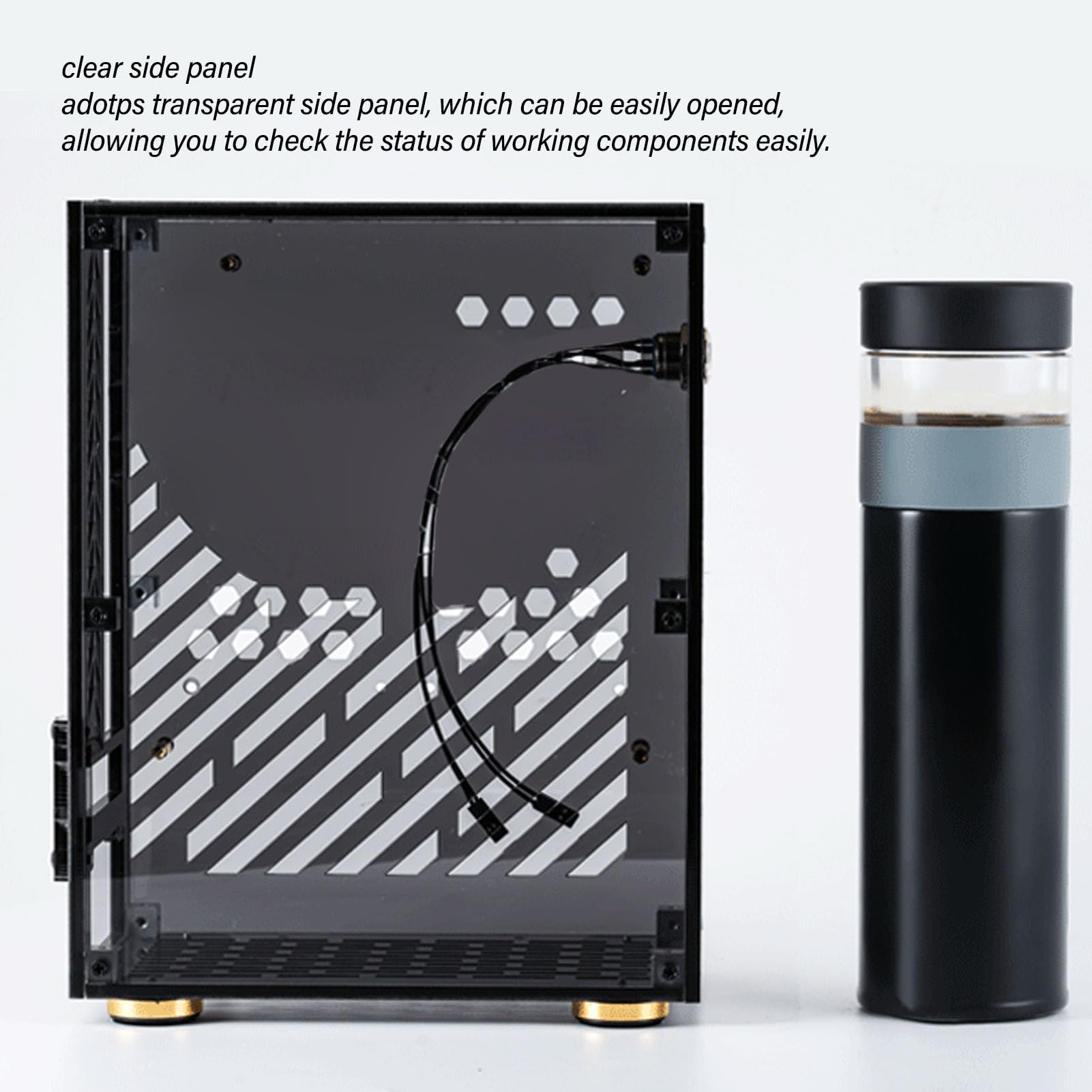 Clear Acrylic Mini ITX Computer Case - 4.3L Compact DIY Gaming PC Case for FLEX Power Supply | Perfect for Small Form Factor Builds, Home Theater PCs & Portable Gaming Rigs (Black)