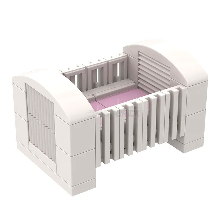 LEGO Baby Bassinet Toy Set - White Crib with Pink or Blue Bedding Sheets [MiniMOC] | Perfect for Dollhouse Play, Pretend Parenting & Kids Role Playing Games