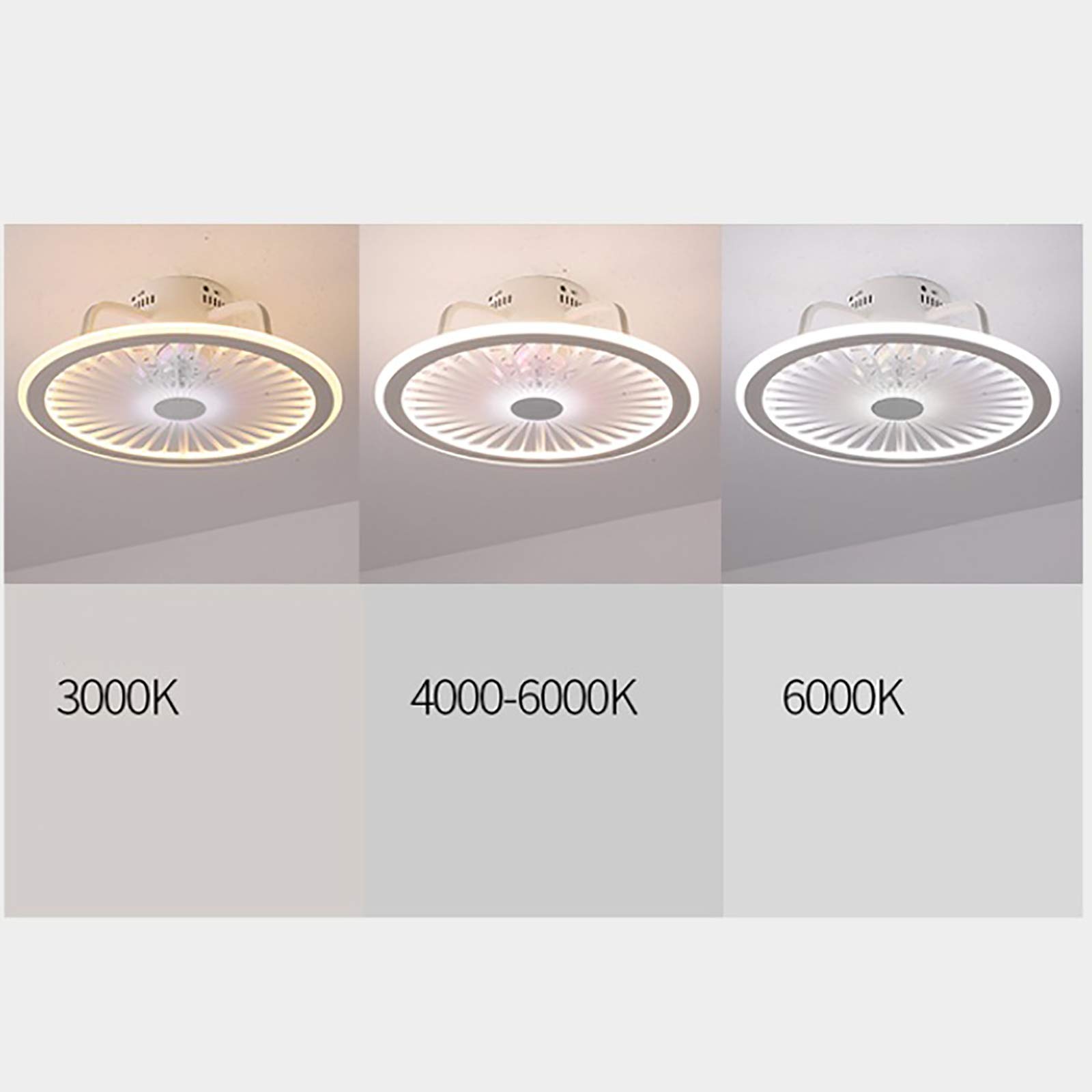 Ultra Thin 18cm Invisible Ceiling Fan with LED Light & Remote Control - 3 Speed Dimmable Quiet Fan for Living Room, Bedroom, Office | Energy Efficient Home Cooling & Stylish Lighting Solution