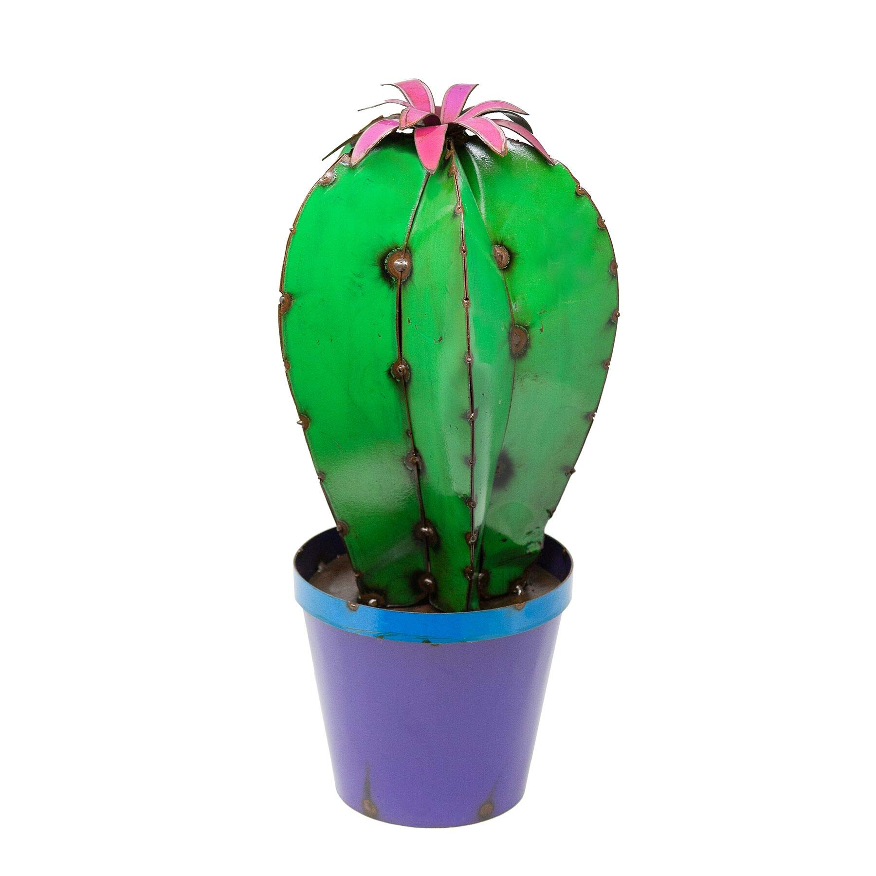 Colorful Tall Cactus in Pot with Flower - Vibrant Succulent Garden Decor for Home, Office & Outdoor Spaces