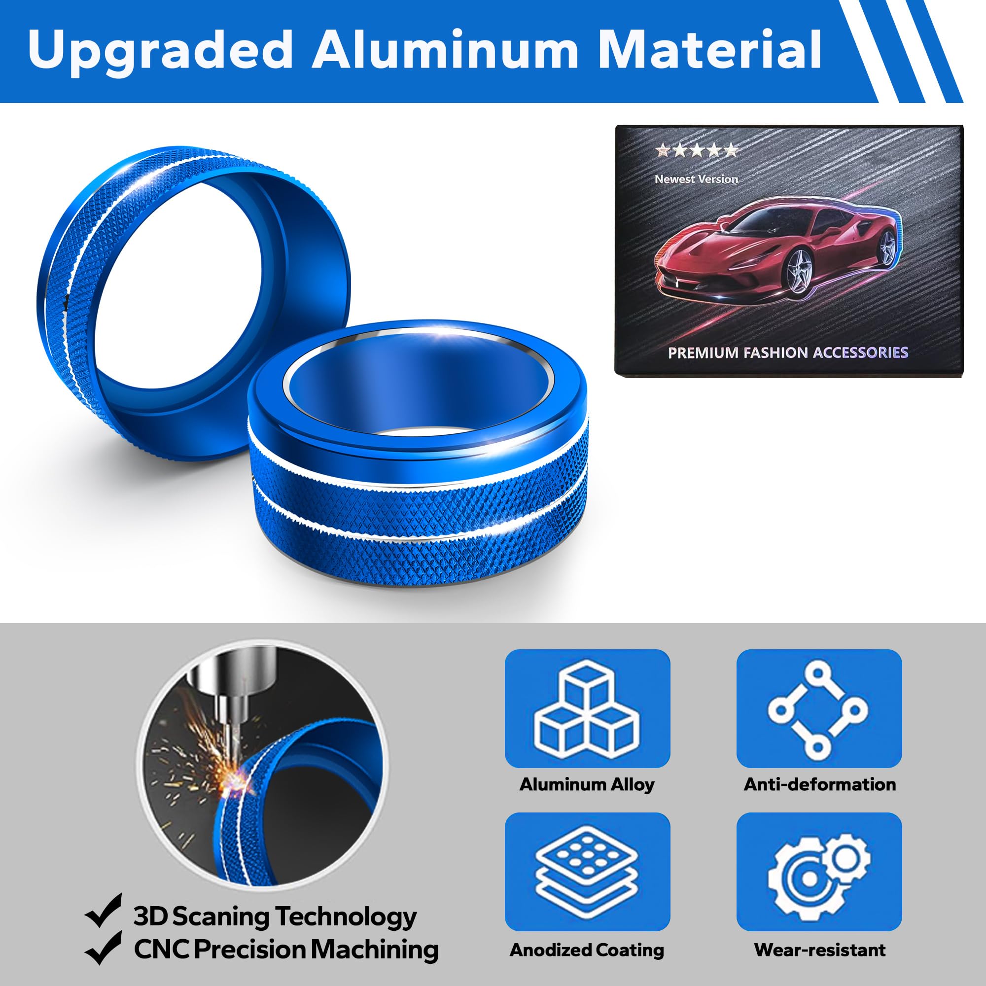 Premium Car Interior Accessories Kit for Honda Civic 2022-2025, CR-V 2023-2025 & Acura Integra 2023-2025 - 11-Piece A/C Vent Cover, Radio Knob & Push Start Button Protector Set (Blue) | Perfect for Customization & Interior Protection