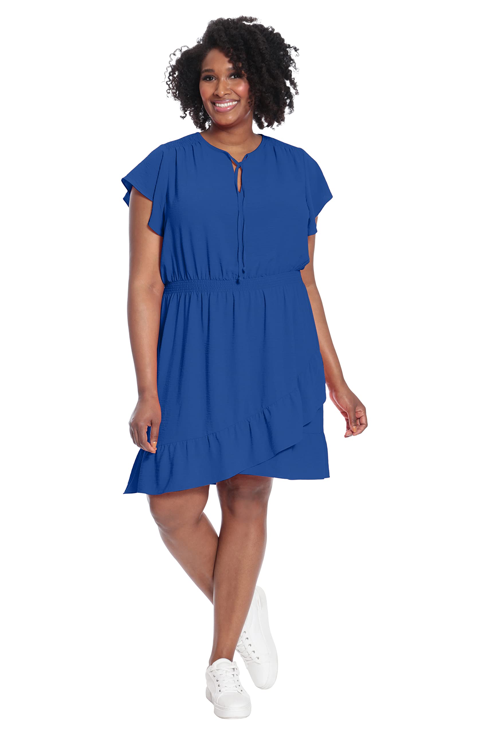 London Times Women's Smocked Ruffle Dress for Summer Outings
