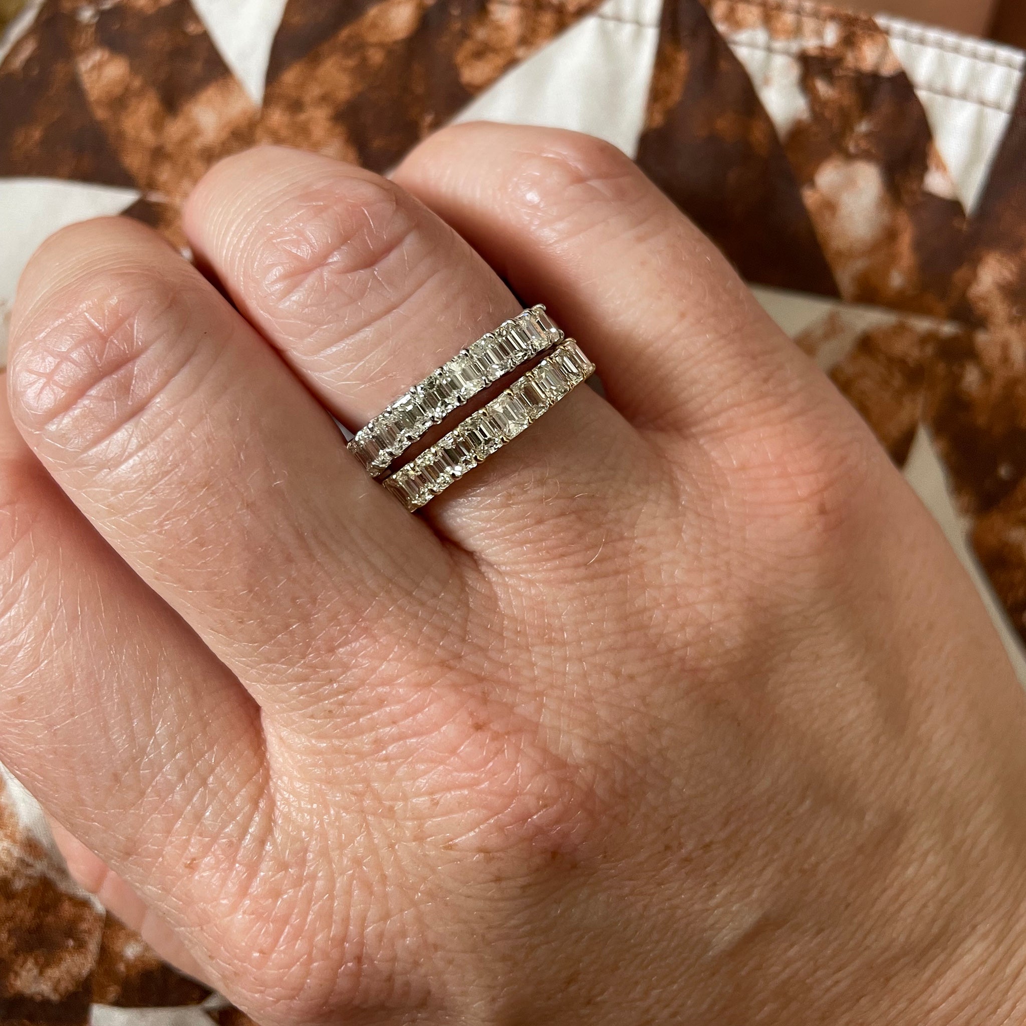 1.20ctw Emerald Cut Diamond Halfway 14K White Gold Wedding Band - Elegant Engagement Ring for Women, Perfect for Proposals & Anniversaries