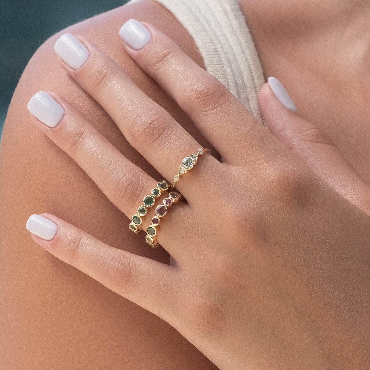 Diamond Duo Deco Spear Ring - Elegant 14K Gold Stackable Band for Women | Perfect for Weddings, Anniversaries & Everyday Luxury Jewelry