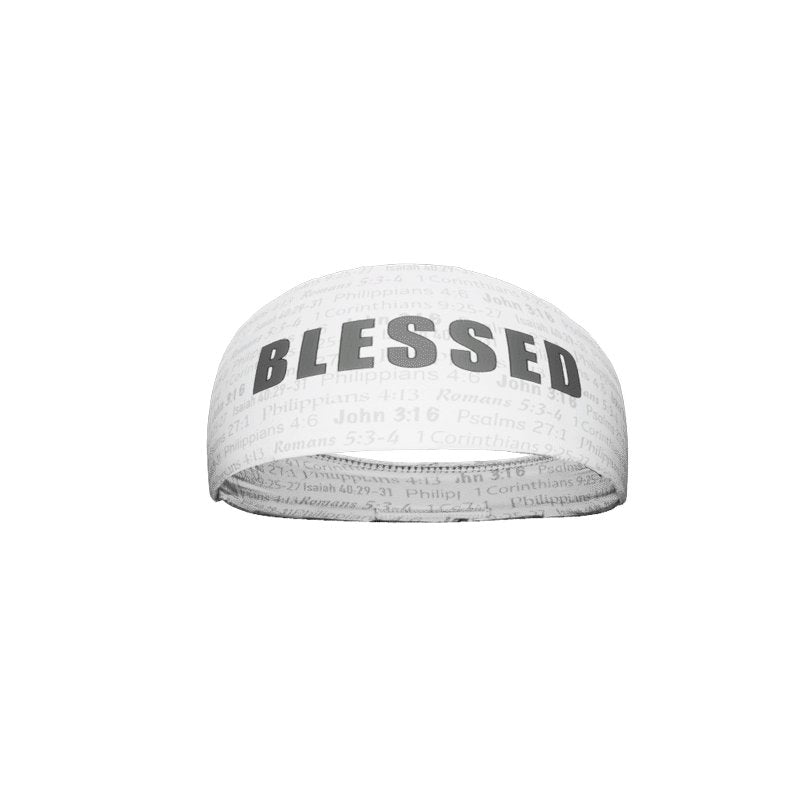 White BLESSED Headband for Women - Soft Stretchable Yoga Headband - Perfect for Workouts, Running, and Everyday Use