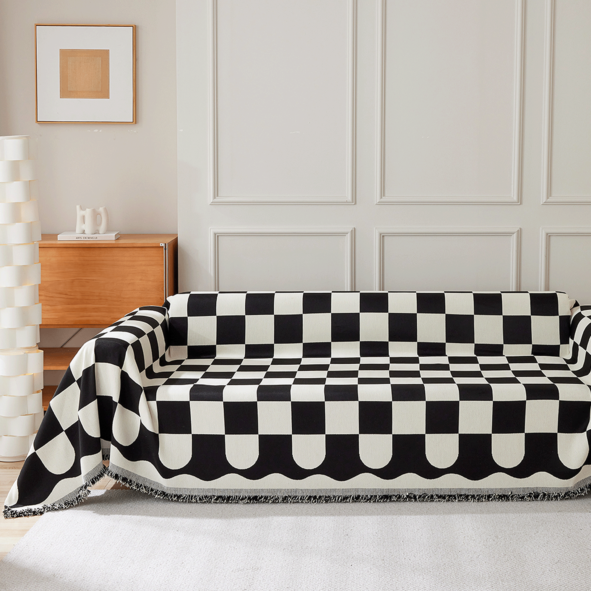 Premium Chess Board Print Sofa Cover - Waterproof & Non-Slip Stretchable Couch Protector - Perfect for Living Room, Game Room & Home Decor