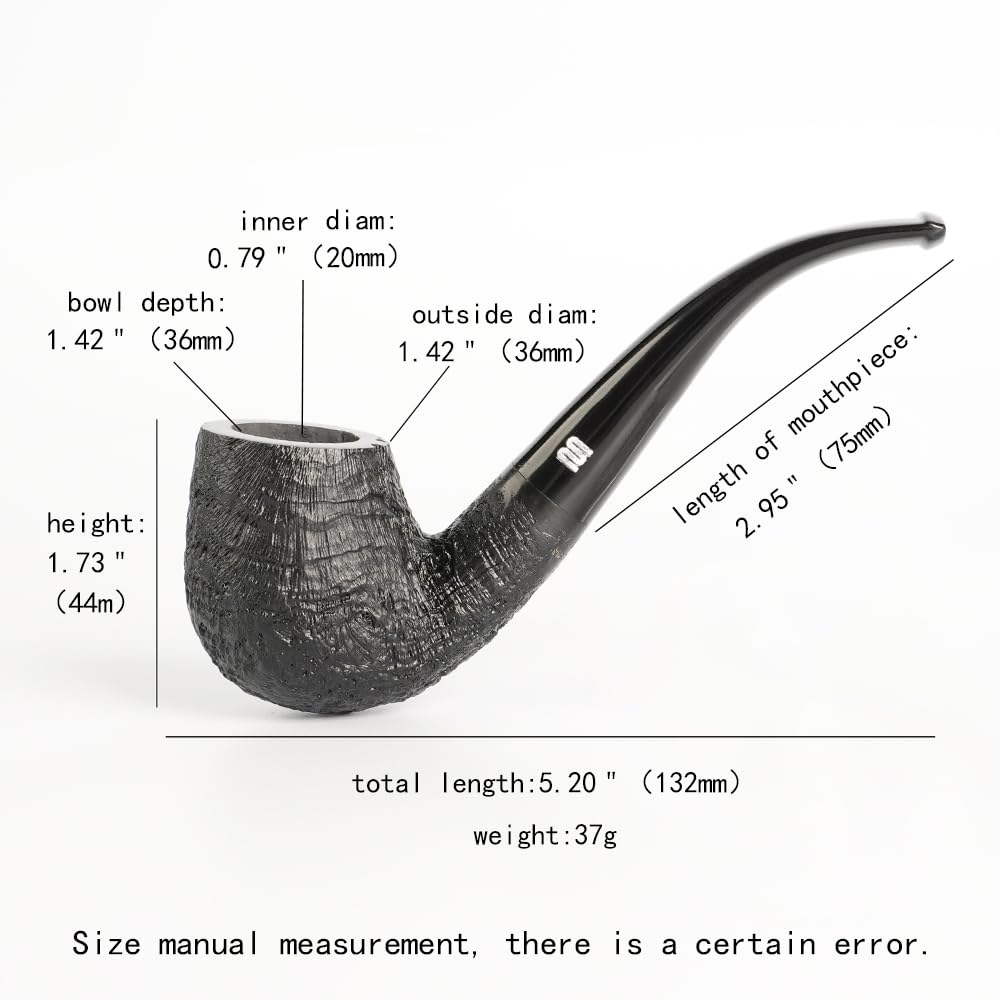 Classic Style Wooden Briar Pipe with Bent Stem - MUXIANG AA0019PS-S Tobacco Pipe for Relaxation & Collection | Perfect for Smoking Enthusiasts & Gift Giving