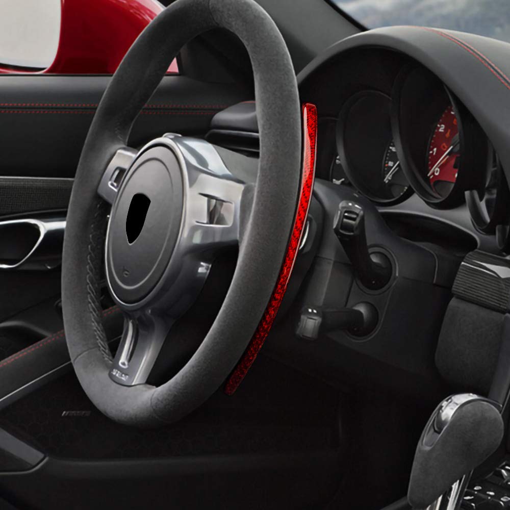 Carbon Fiber Steering Wheel Paddles Shifters for Porsche 911 Carrera 991 (2012-2019) & Cayman (2013-2019) - Red Extended Shifter Trim Cover Accessories - Enhance Driving Performance & Racing Experience