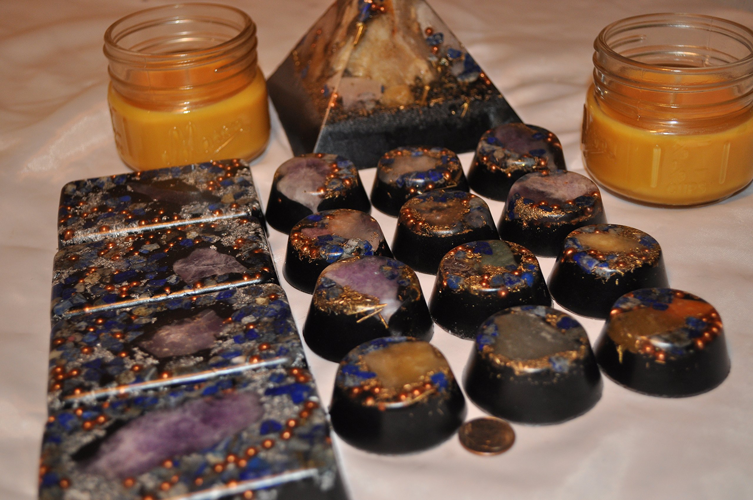 KAYJAY Wellness 17 Piece Quartz Crystal ORGONE Energy Gift Set with 2 Candles | EMF Protection, Home & Office Decor, Sleep Aid, Travel Protection | Perfect for Meditation, Feng Shui, and Spiritual Healing
