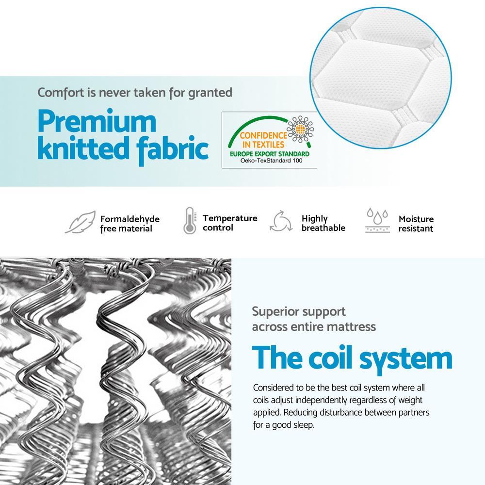 Whitehaven Bed White & Normay Series Pillow Top Mattress - Medium Firm Support for Back Pain Relief | Double Package Included | Perfect for Guest Rooms & Master Bedrooms
