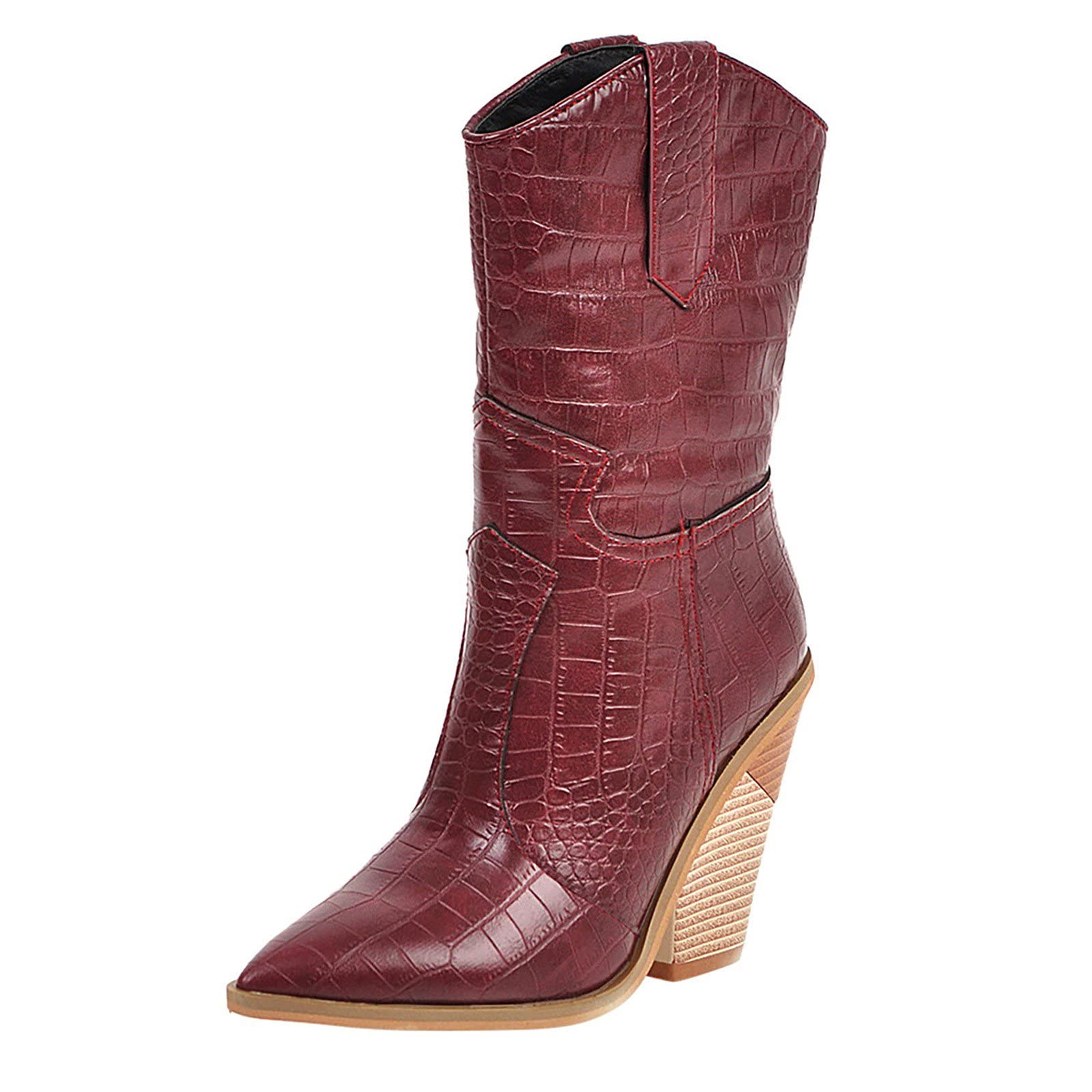 LISHAN Women's Western Boots - Cowboy Cowgirl Ankle Booties with Chunky Heel for Country Dancing & Rodeo Fashion