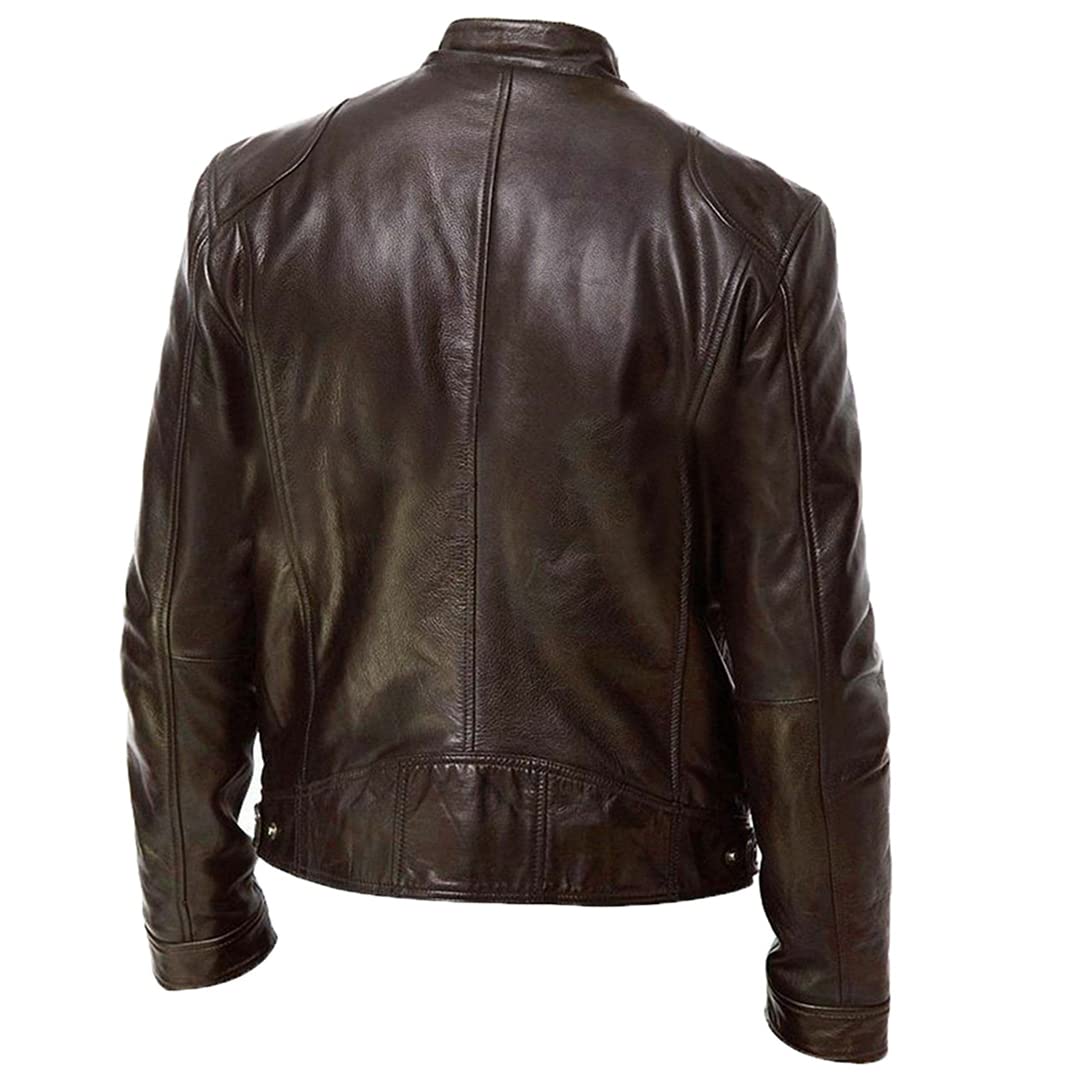 Men's Slim Fit Motorcycle Jacket - PU Leather Short Coat with Stand Collar & Zipper | Windproof Winter & Autumn Riding Jacket | Perfect for Biking, Commuting & Outdoor Adventures