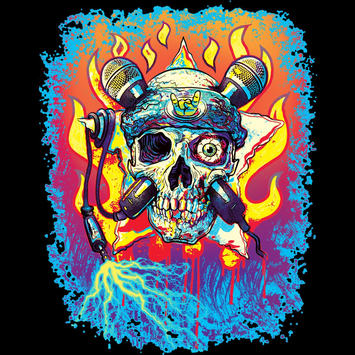 Vintage Rock 'n' Roll Skull & Crossbones Microphone Graphic Sweatshirt | Unisex Pullover Hoodie by MudgeStudios | Perfect for Concerts, Music Festivals & Casual Streetwear
