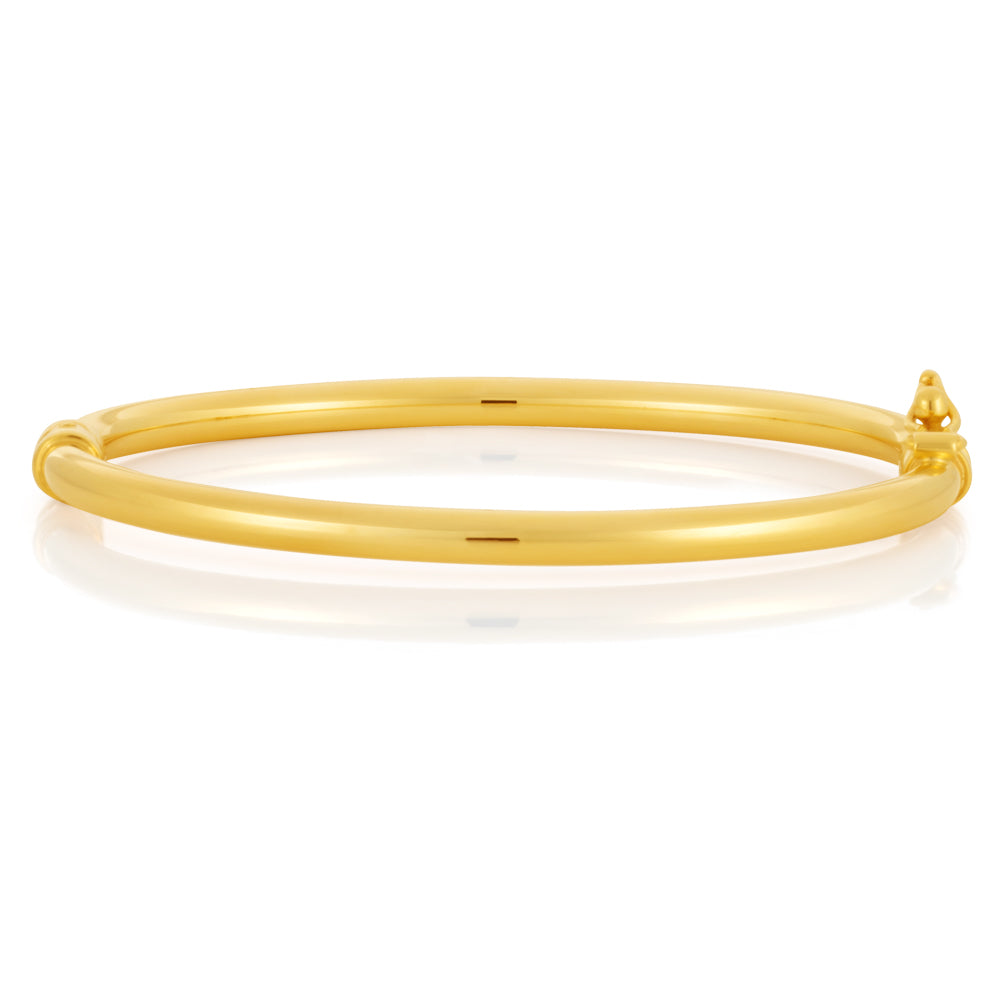 9ct Yellow Gold 3mm Hinged Polished Baby Bangle Bracelet - Elegant Jewelry Gift for Newborns, Christening & Special Occasions