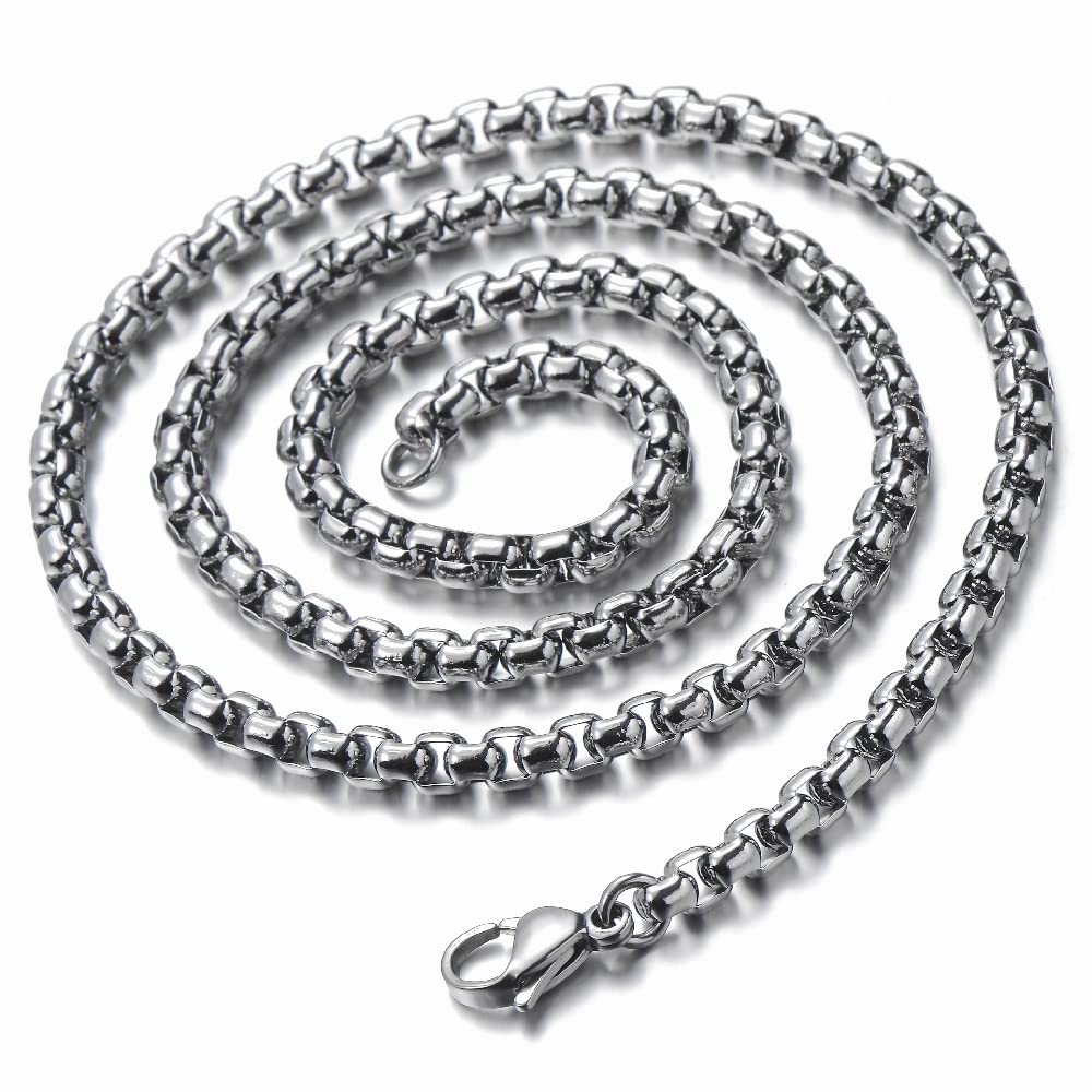 CoolSteelandBeyond Men's Silver & Gold Stainless Steel Backless H Pendant Necklace - 30 Inch Wheat Chain for Casual Wear, Gifts & Special Occasions