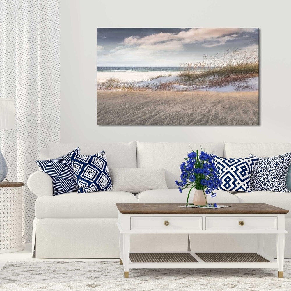 Amongst The Sea Grass by Mike Calascibetta - Blue Ocean Art Print on Canvas for Beach House Decor & Coastal Living Room Wall Art