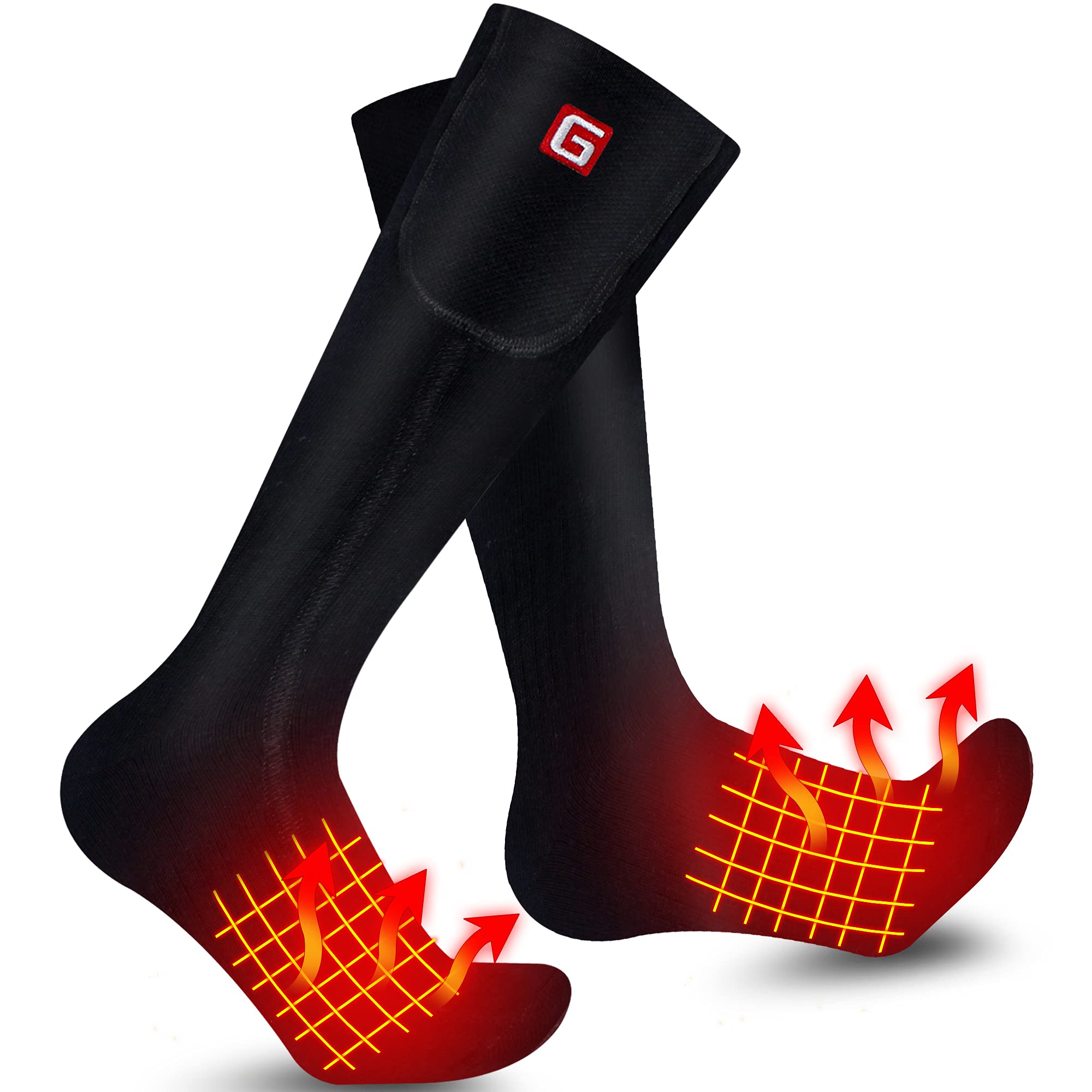 SVPRO Rechargeable Heated Socks for Men & Women - Battery Powered Winter Warm Socks with 3 Adjustable Heat Settings - Thermal Electric Socks for Hiking, Camping, Skiing, Fishing, Hunting & Outdoor Activities - Perfect for Cold Weather Adventures