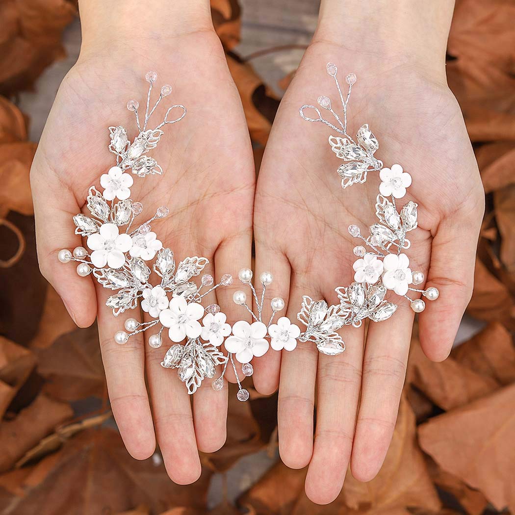GORAIS Crystal Pearl Wedding Hair Vine - Elegant Bridal Headpiece for Women & Girls, Perfect for Weddings, Proms, and Special Occasions