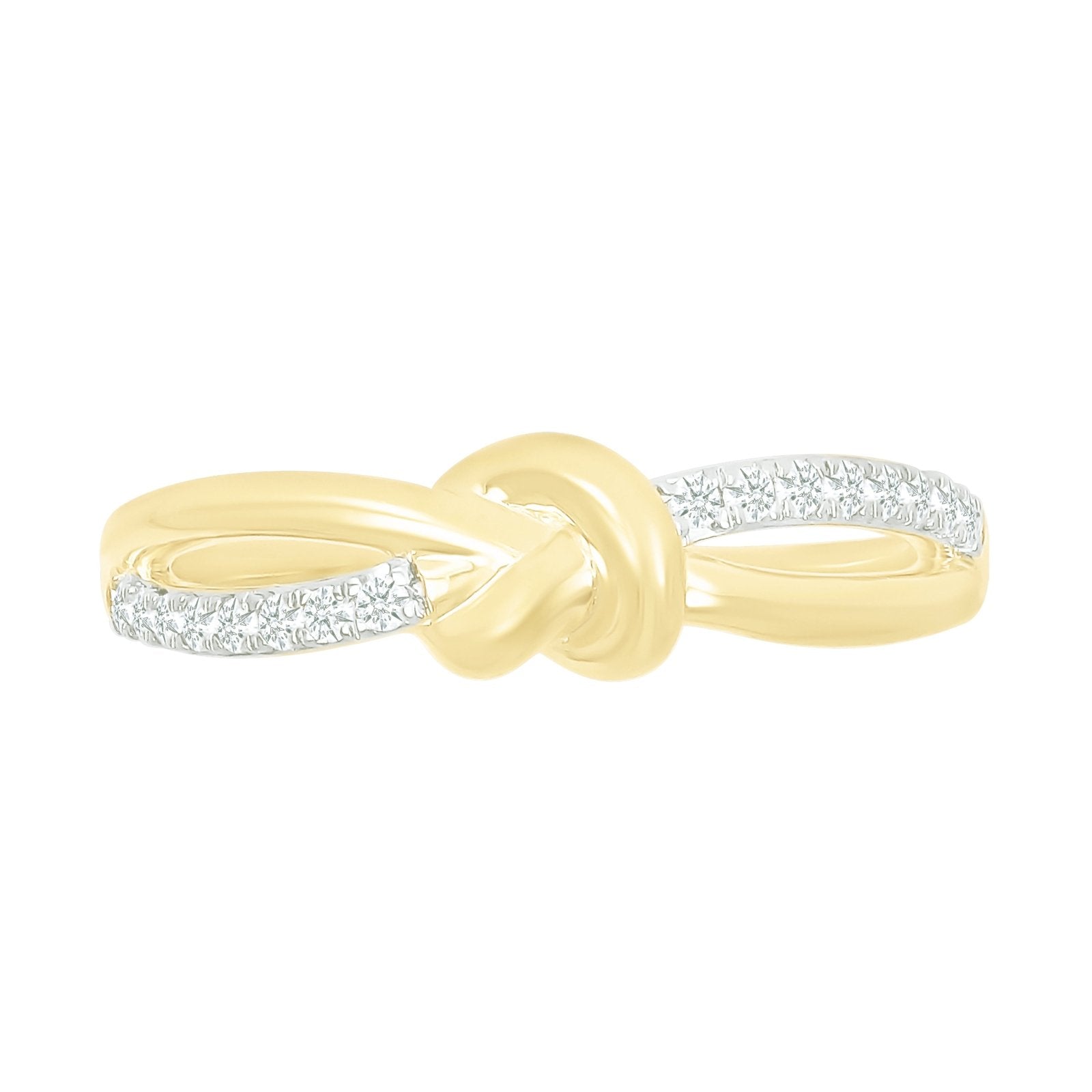10k Solid Yellow Gold Diamond Knot Ring for Women - Elegant Jewelry Gift for Anniversary, Wedding & Valentine's Day