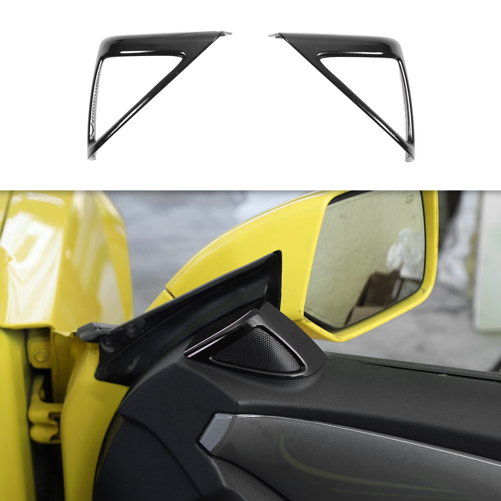 CheroCar A-Pillar Speaker Ring Cover Trim - Interior Accessories for 2010-2015 Chevrolet Camaro (Black) | Upgrade Your Car's Interior Style & Sound System Protection