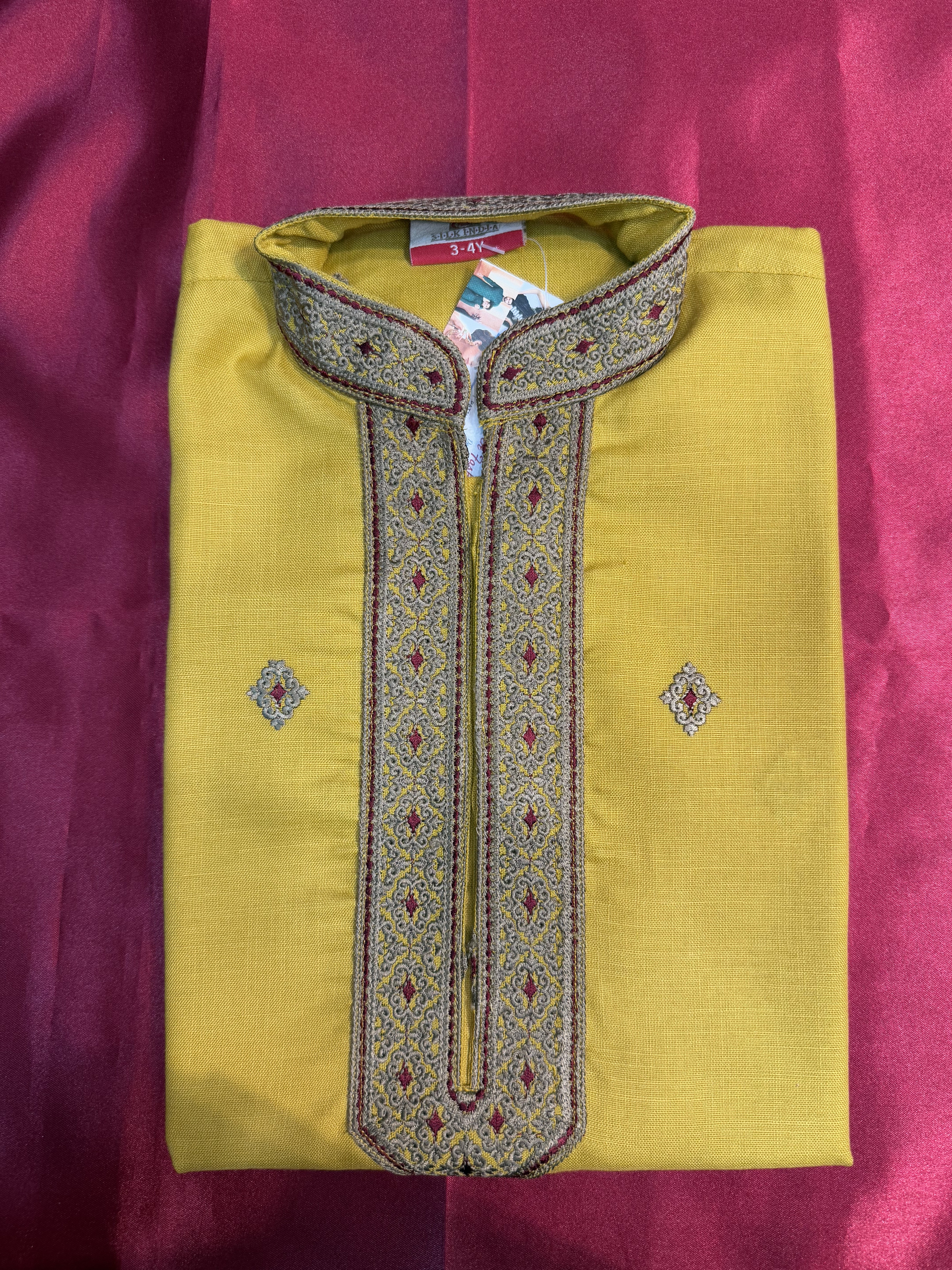 Stylish Yellow Embroidered Kids Kurta with Pajama Set - Perfect for Festivals, Parties & Family Gatherings