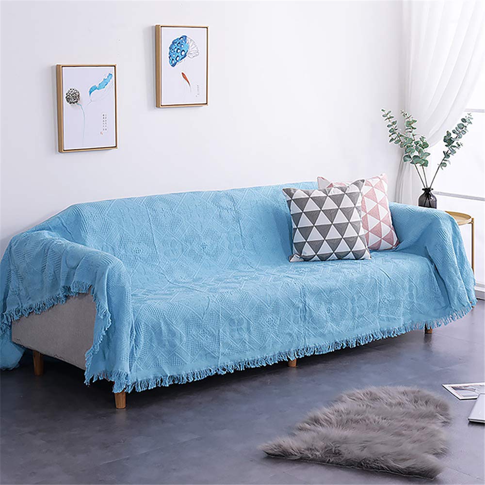 Boho Blanket - Diamond Dark Tapestry Sofa Throw, Soft Fabric Dust Cover for Couch (230x275cm, Gray) - Perfect for Living Room Decor, Cozy Home & Outdoor Picnics