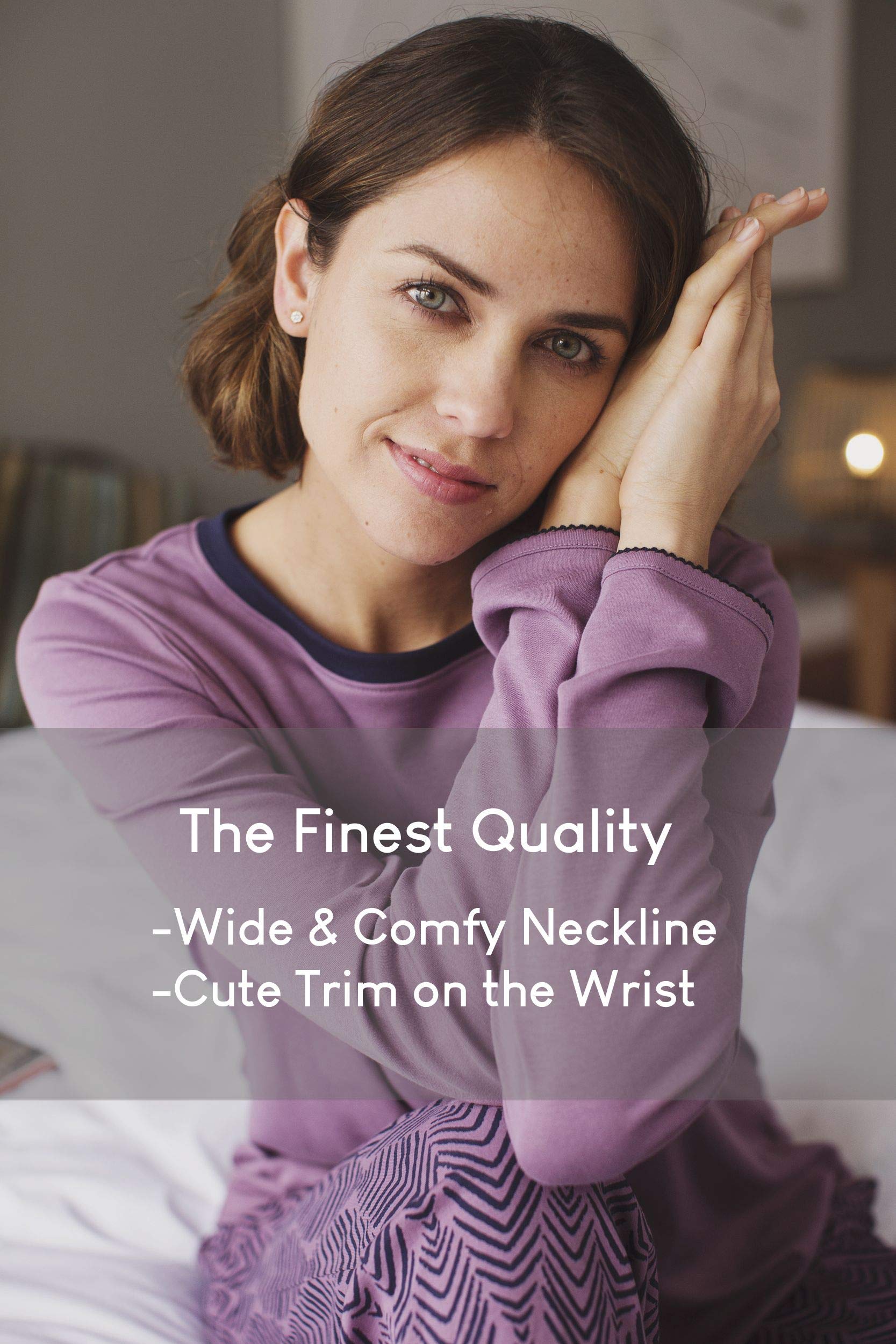 Premium 100% Pima Cotton Women's Sleepwear Set - Ultra Soft Long Sleeve Pajama Set for Women | Cozy Lounge Wear & Comfortable Nightwear for Relaxing at Home